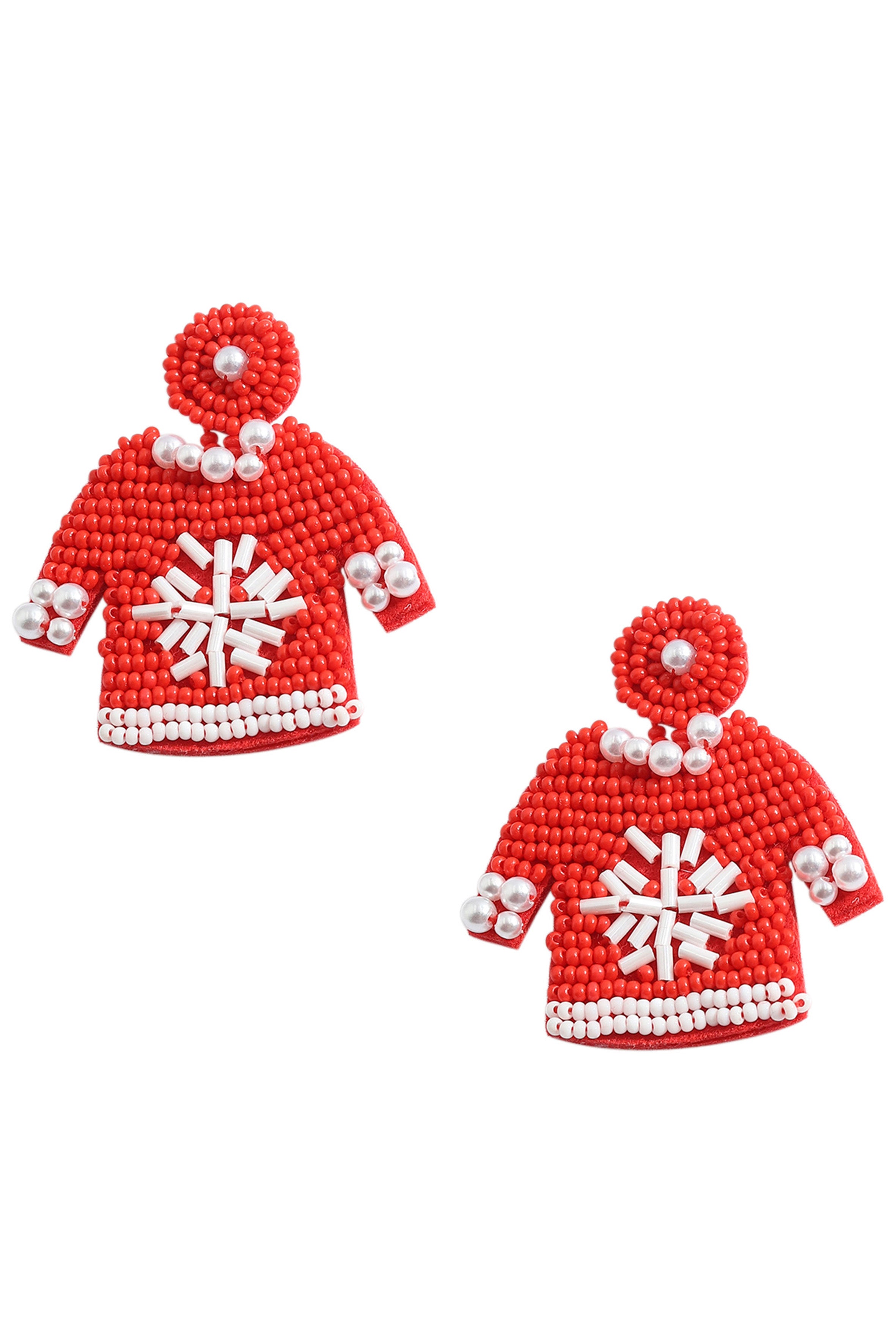 Christmas Cloth Seed Bead Earrings E6035