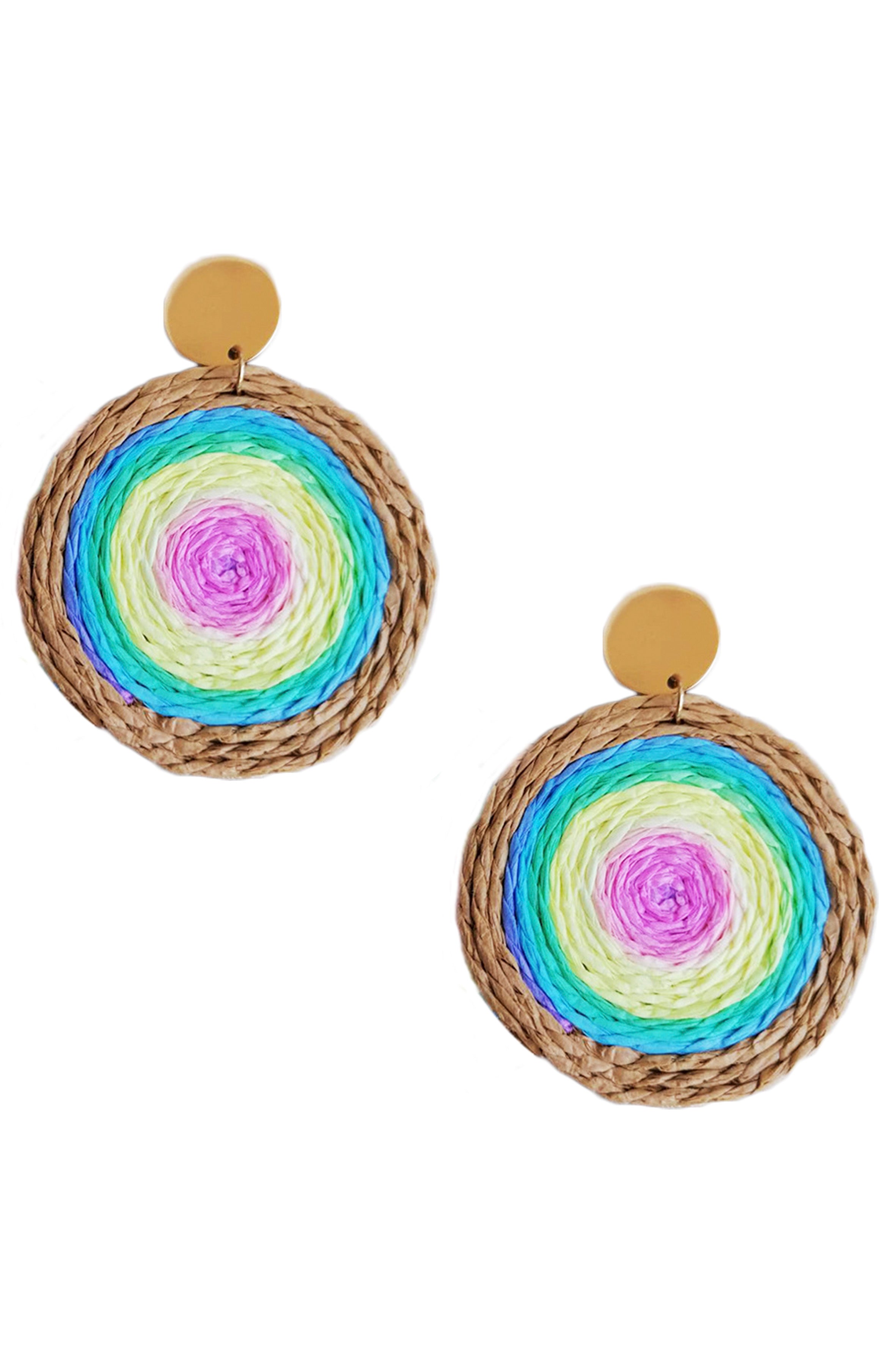 Disc Shaped Rattan Earrings E6074