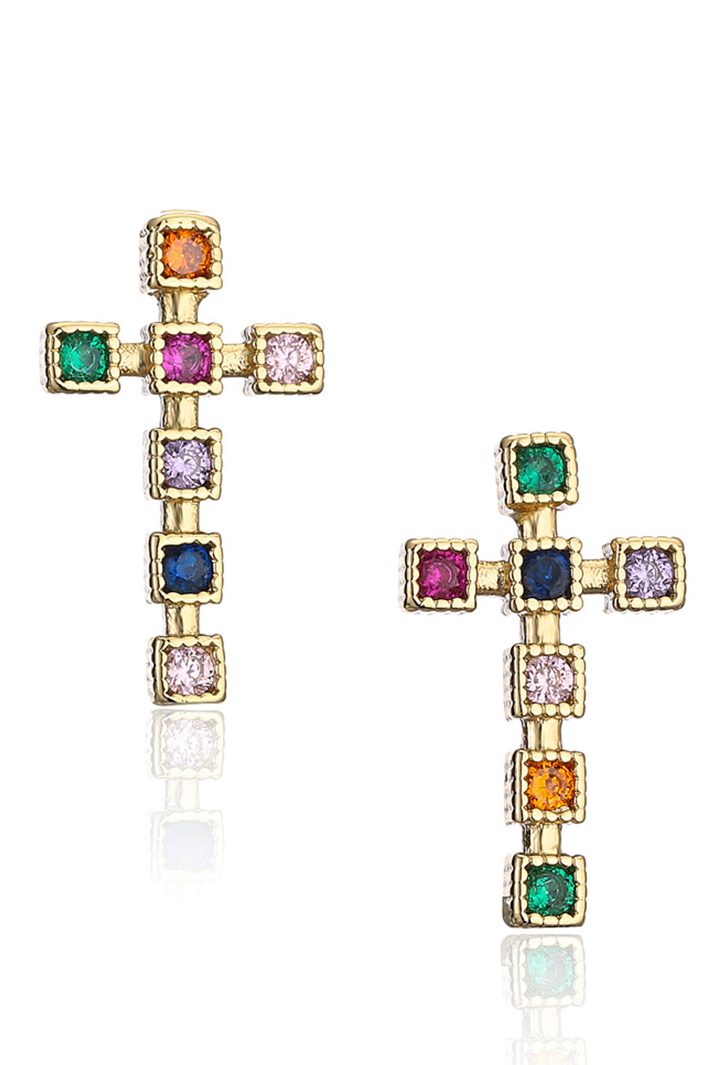 Pendientes de circonita cúbica en forma de cruz E6100