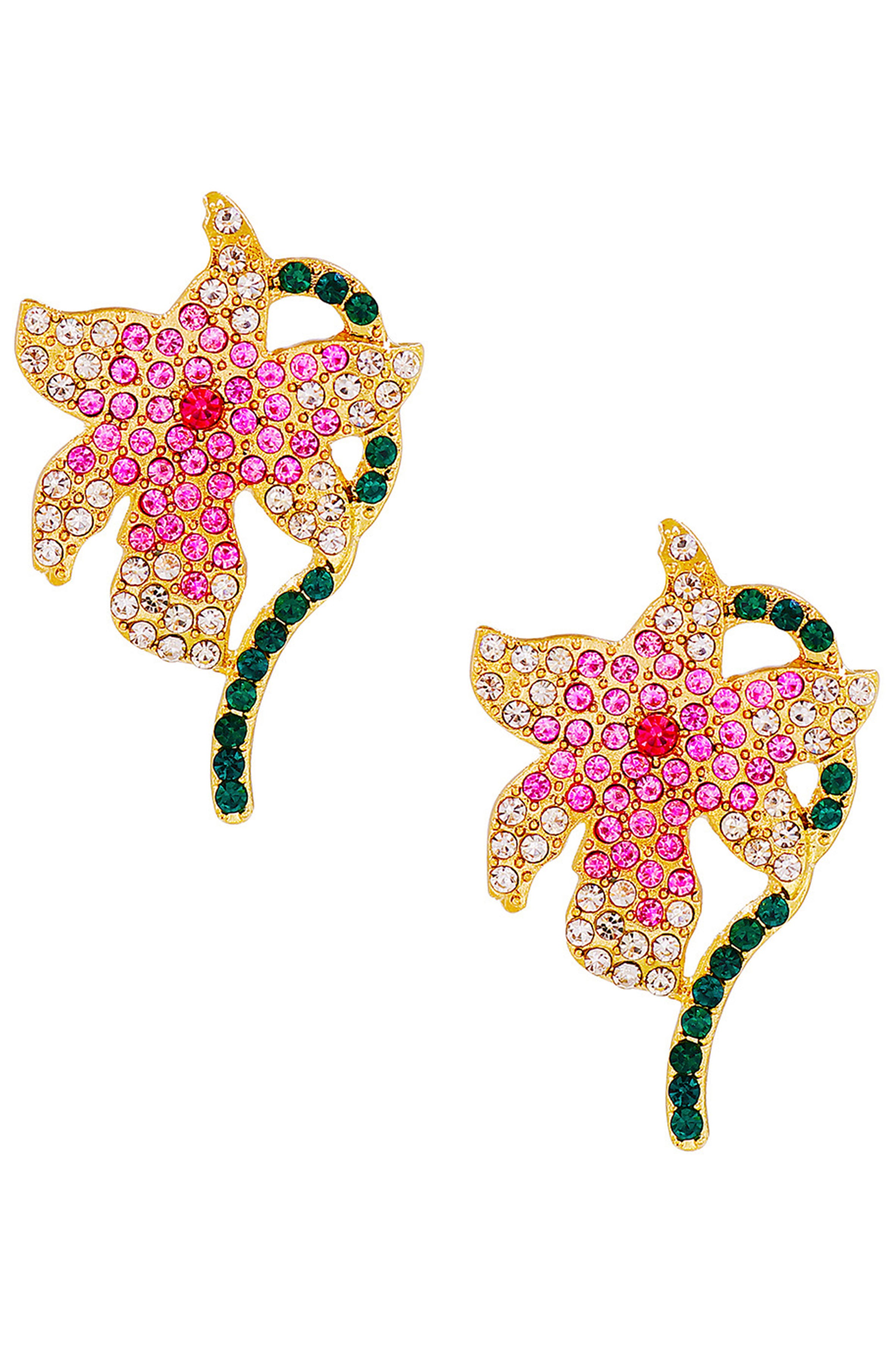 Pendientes de flores con diamantes de imitación E6136