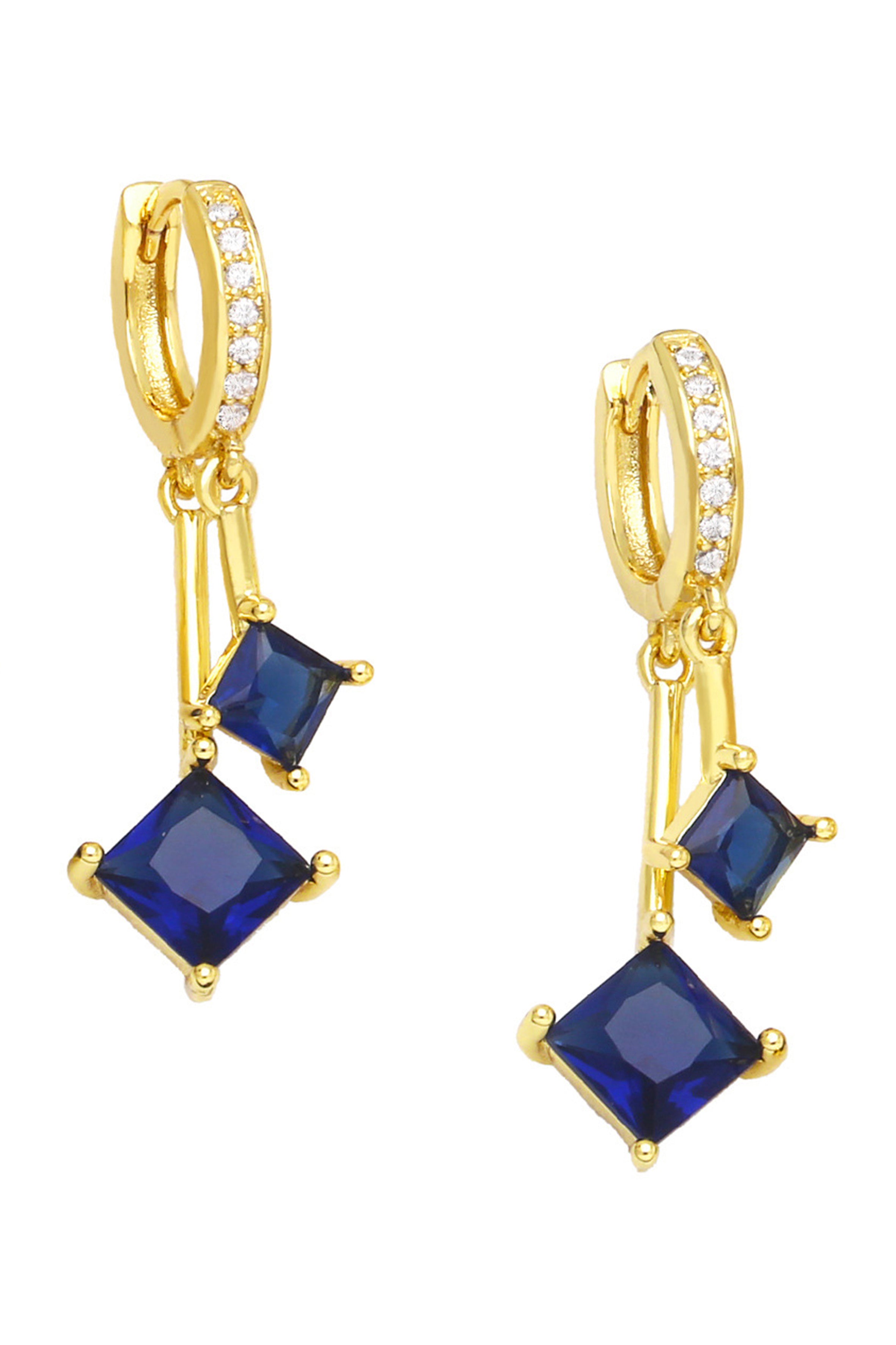 Pendientes colgantes de aro con circonitas cúbicas cuadradas E6161