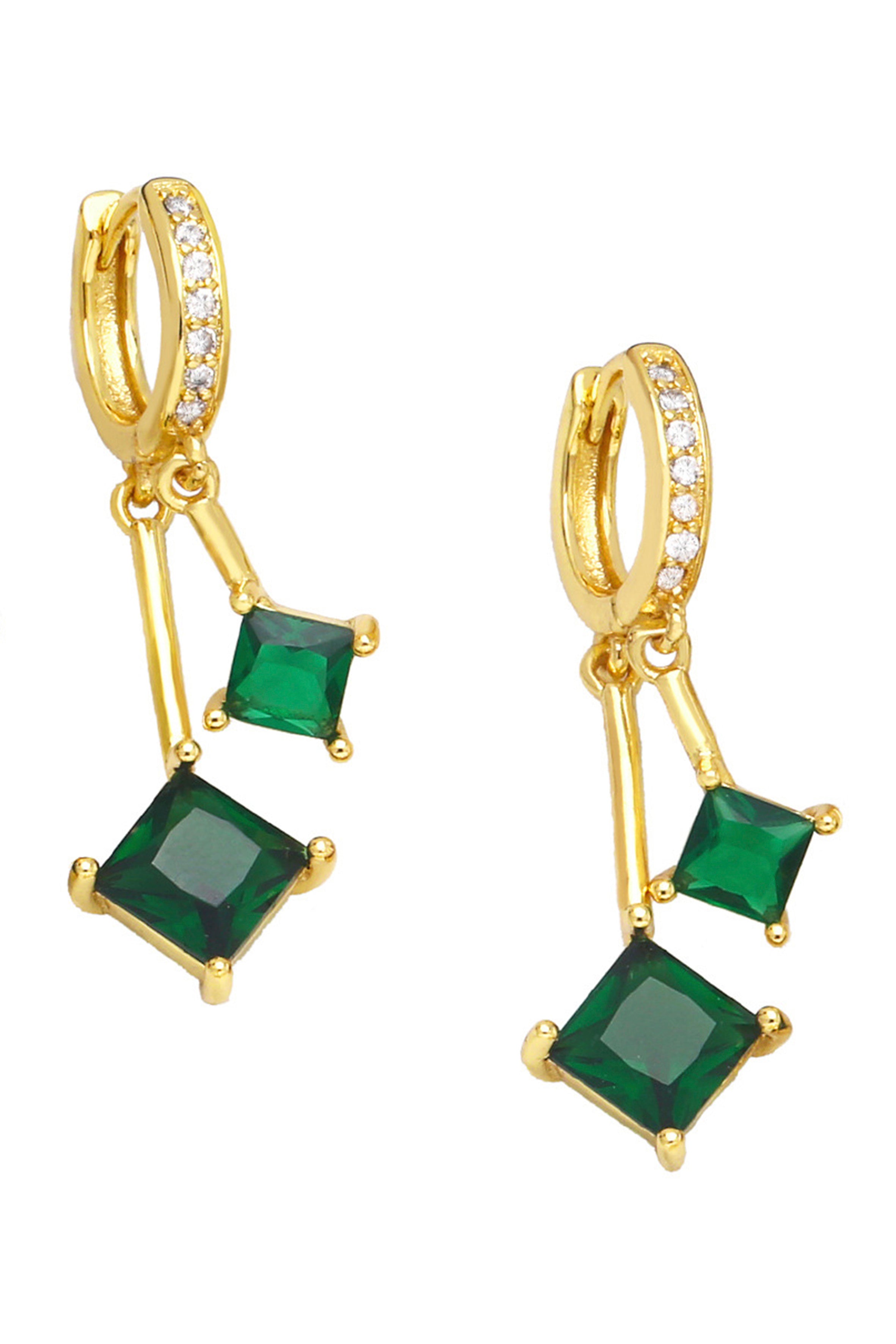 Pendientes colgantes de aro con circonitas cúbicas cuadradas E6161