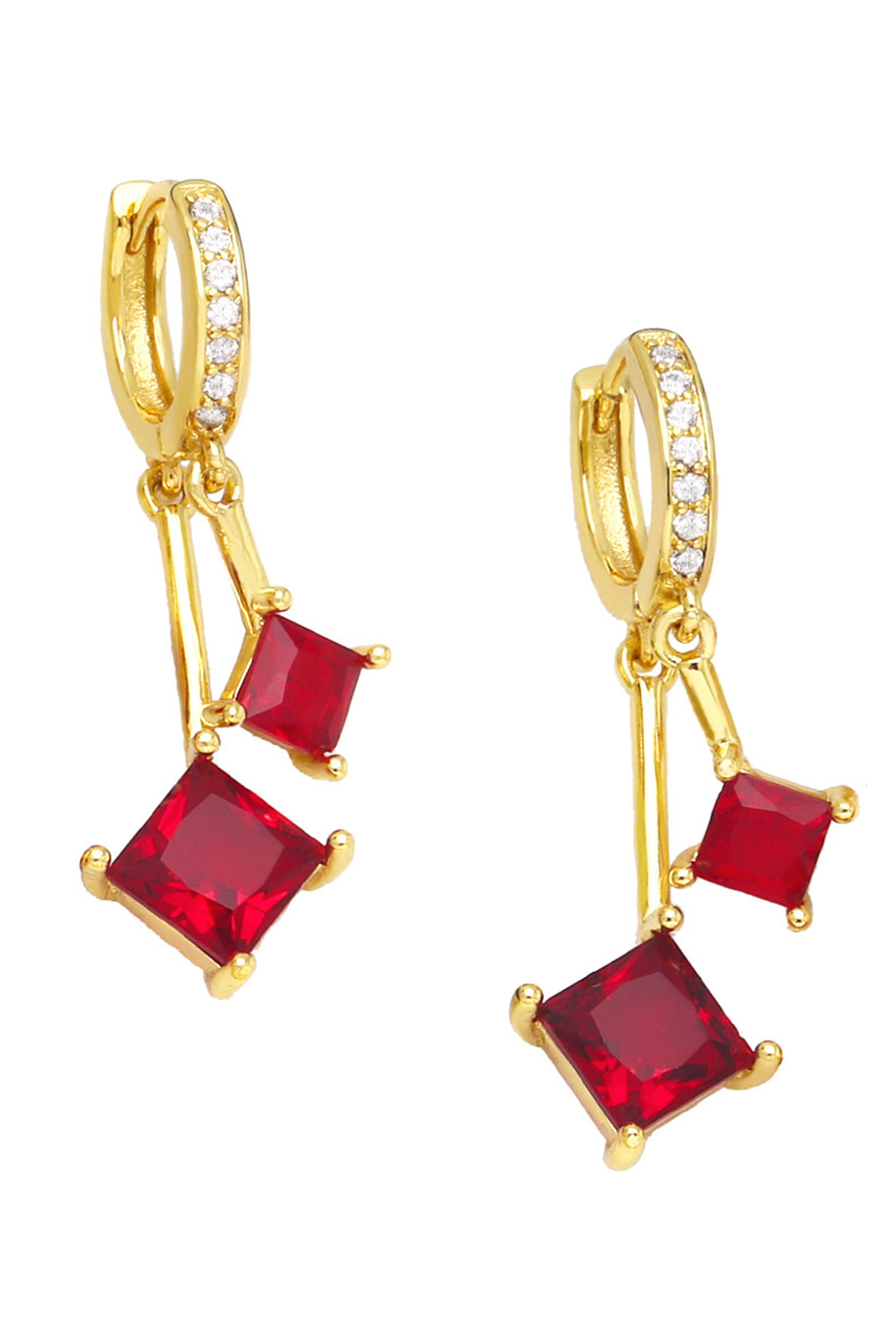 Pendientes colgantes de aro con circonitas cúbicas cuadradas E6161