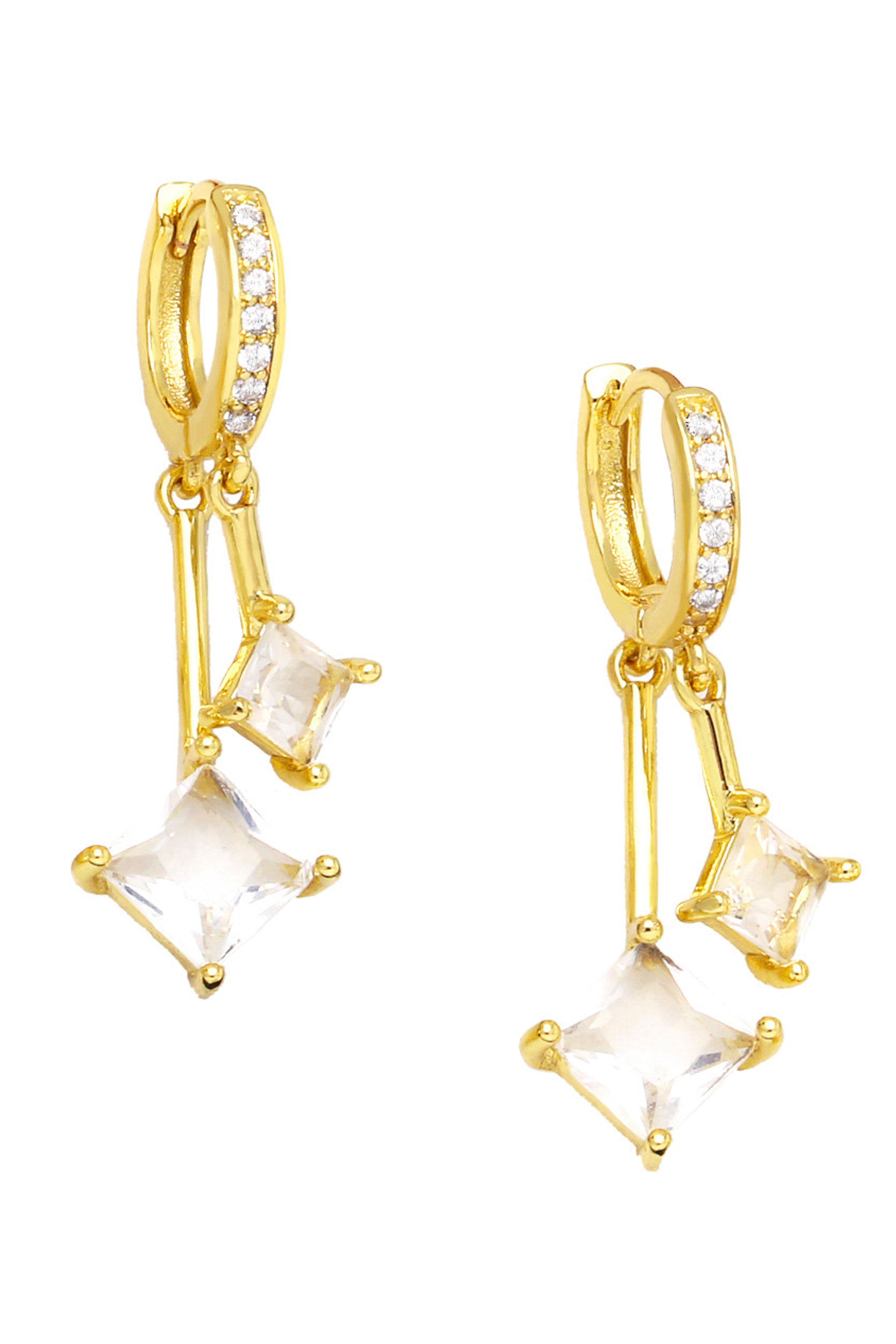 Pendientes colgantes de aro con circonitas cúbicas cuadradas E6161