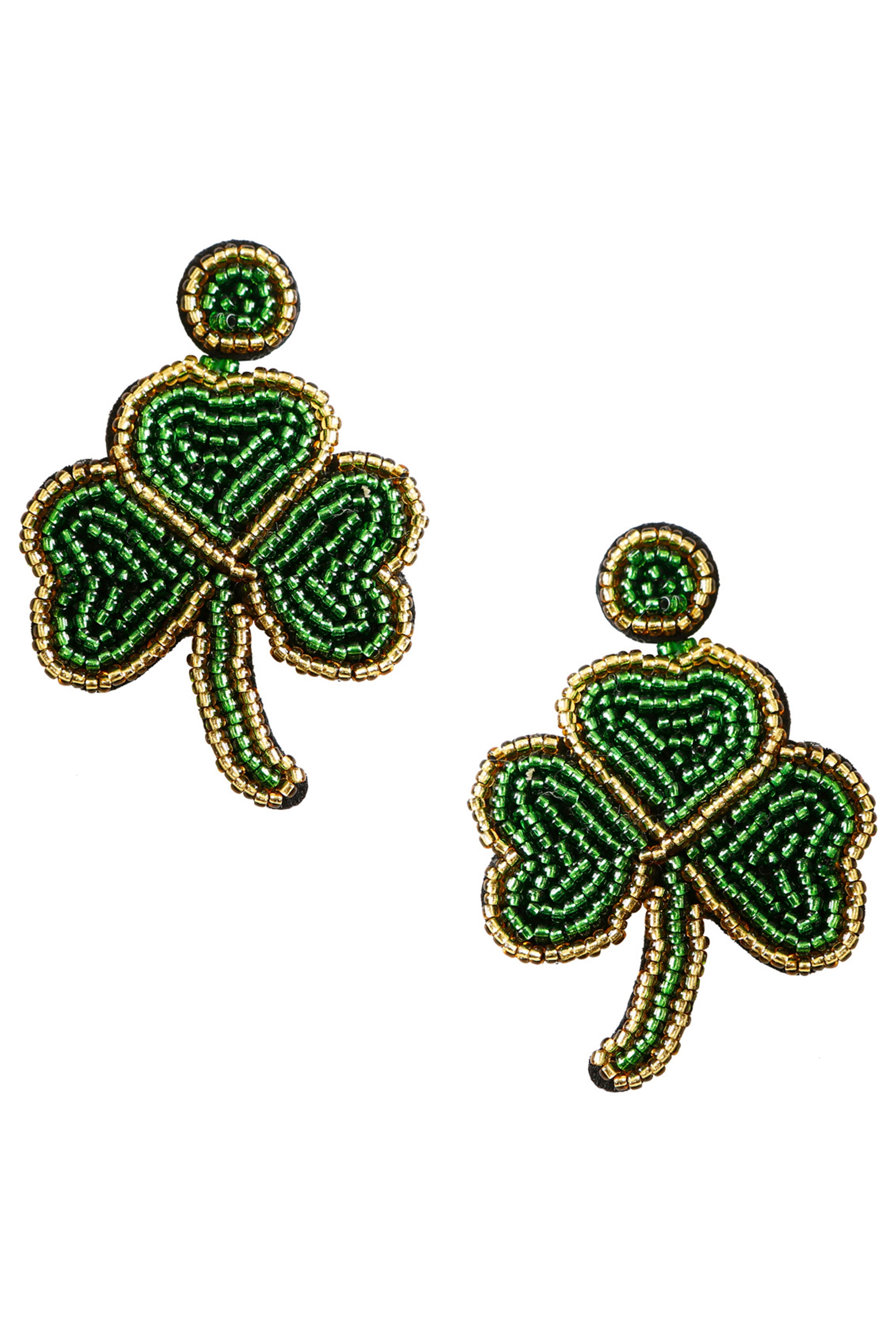 Pendientes de cuentas de semillas de trébol E6163