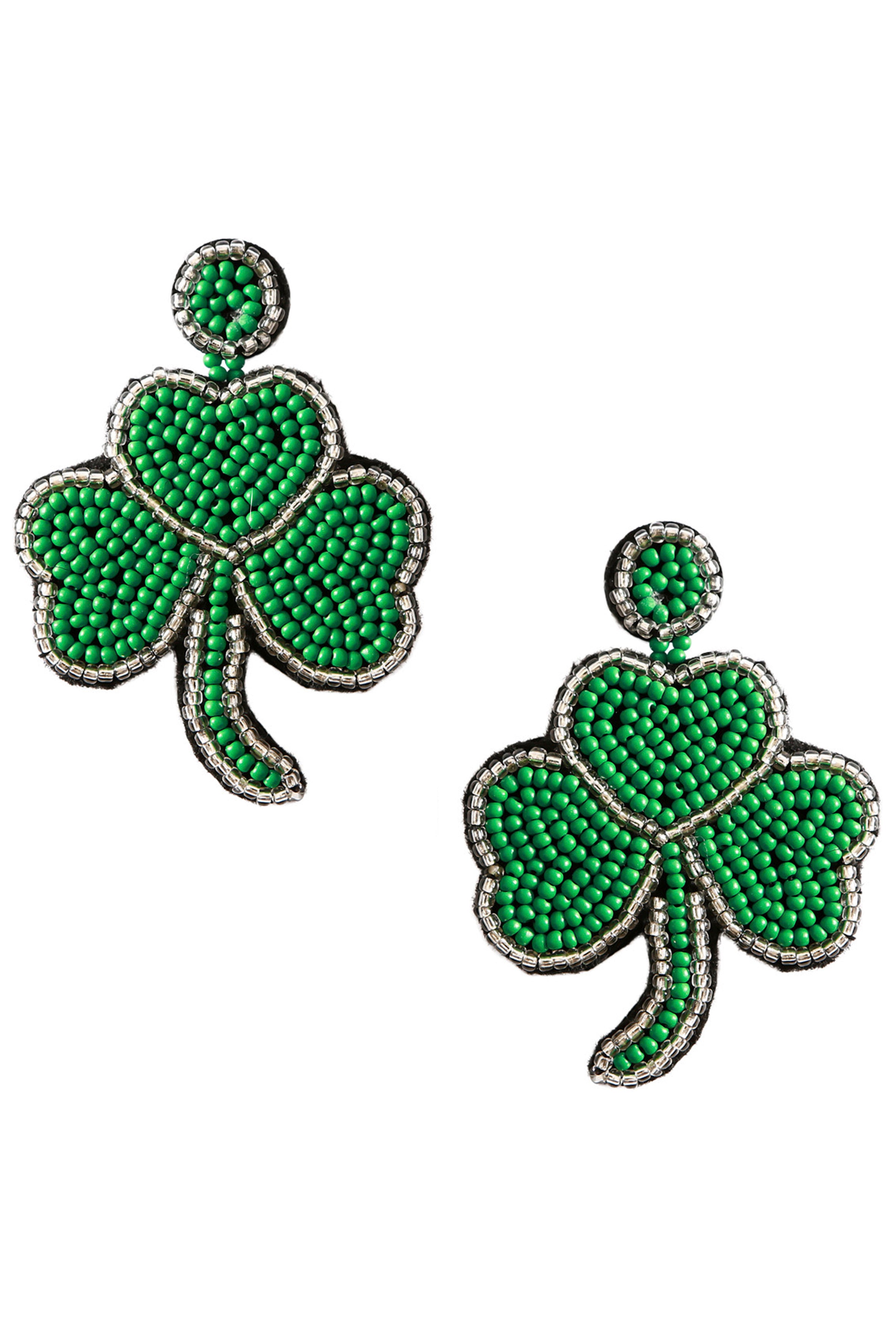 Pendientes de cuentas de semillas de trébol E6163