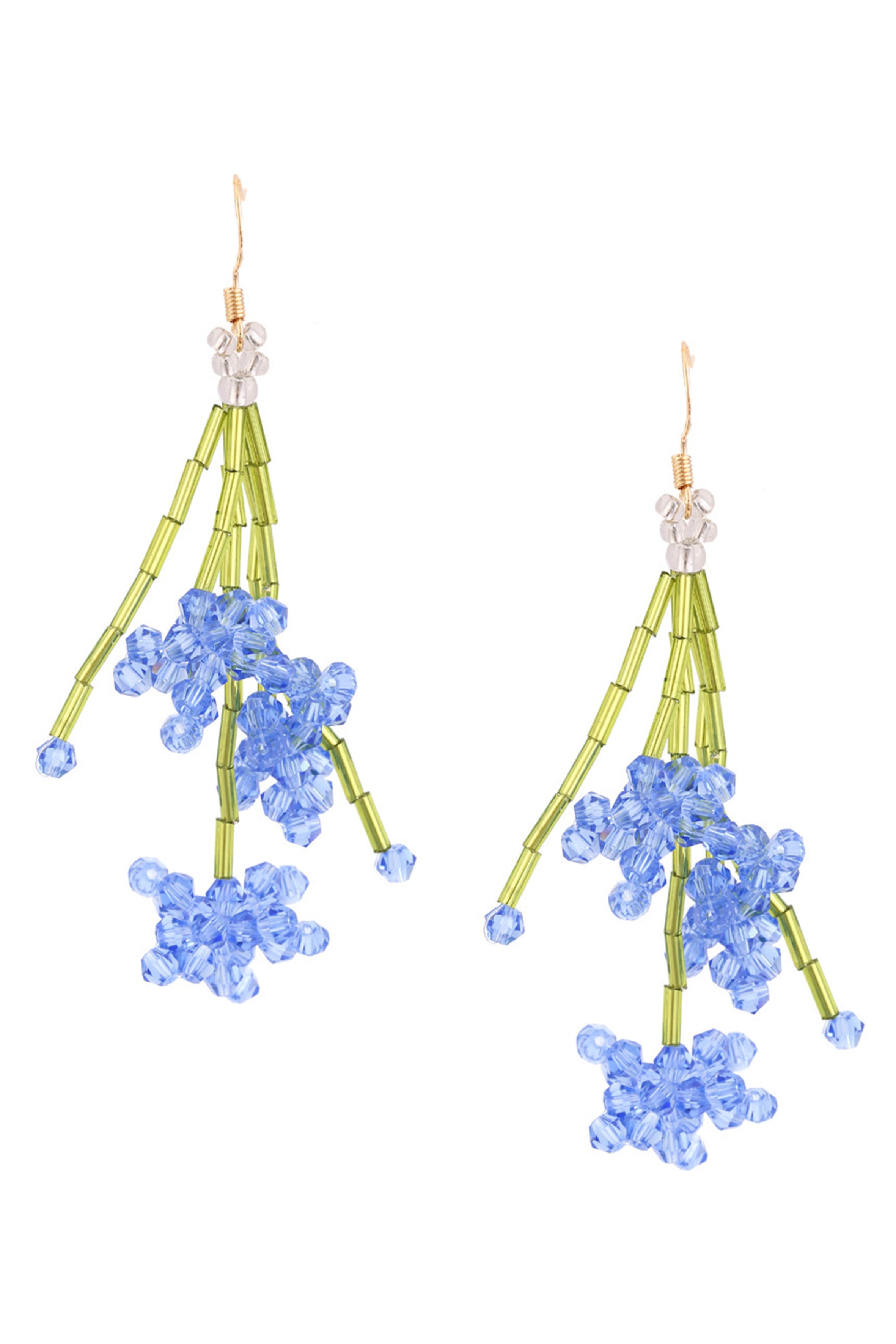 Pendientes con borlas y cuentas de semillas con motivos florales E6172