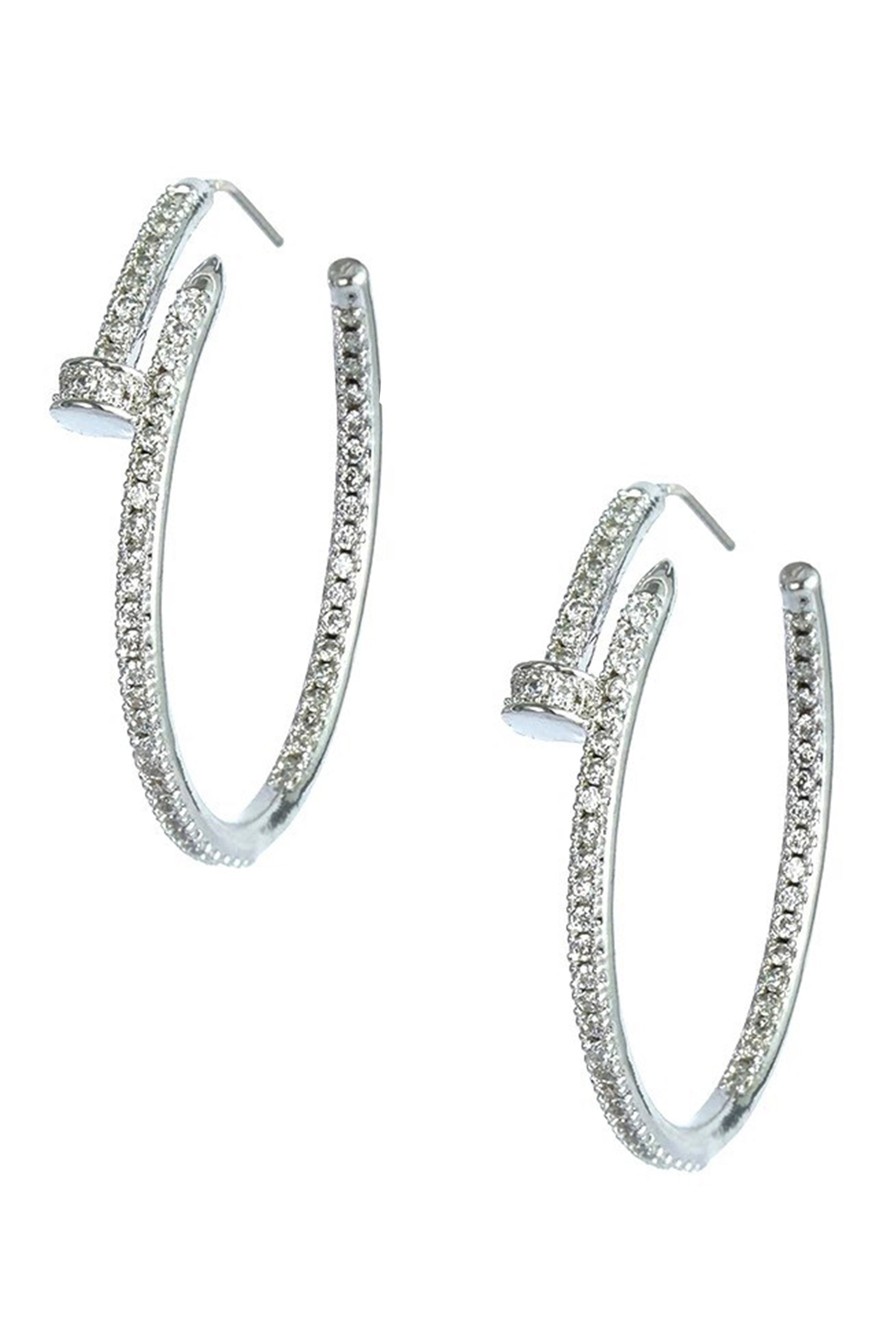 Pendientes de aro con circonitas cúbicas en forma de clavo E6175