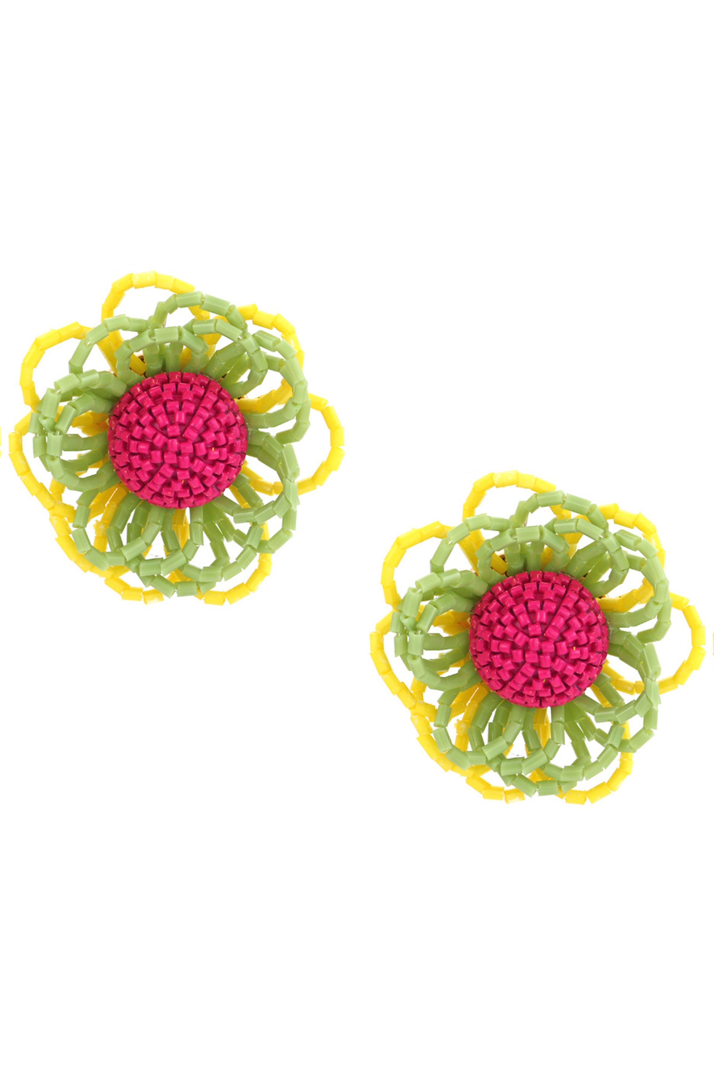 Flower Seed Bead Stud Earrings E6187