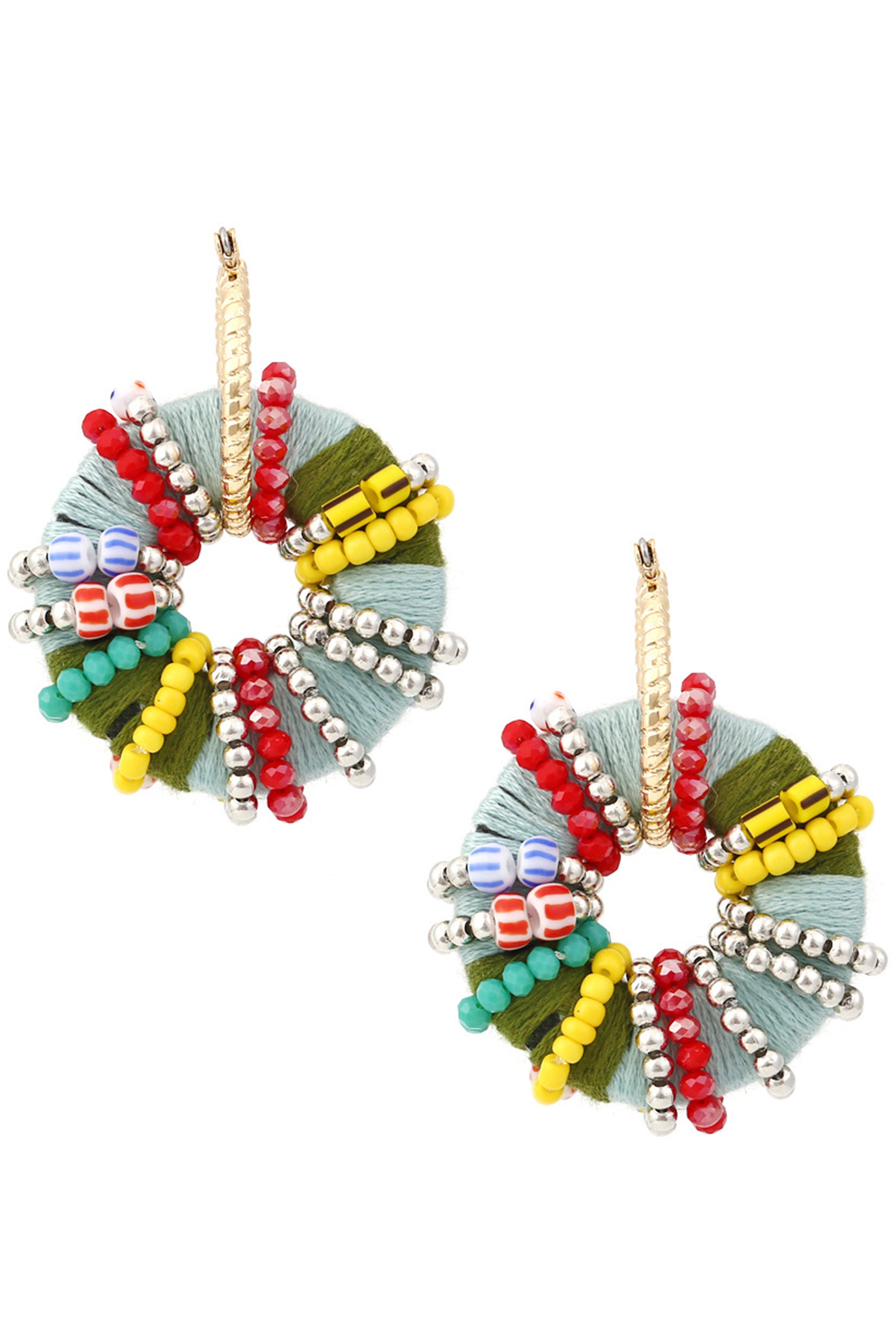 Bohemia Seed Bead Hoop Earrings E6195