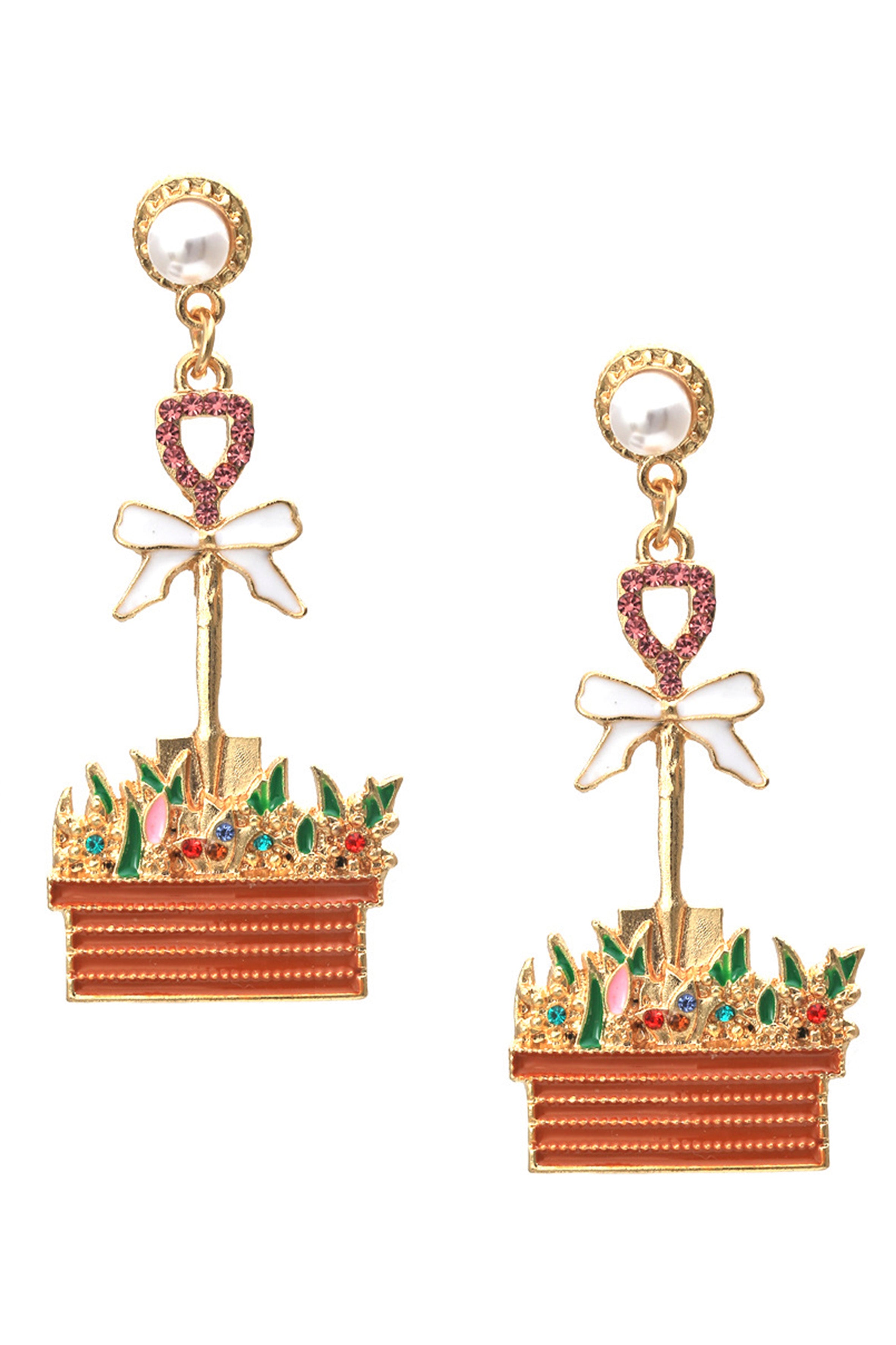 Potted Plants Rhinestone Earrings E6200