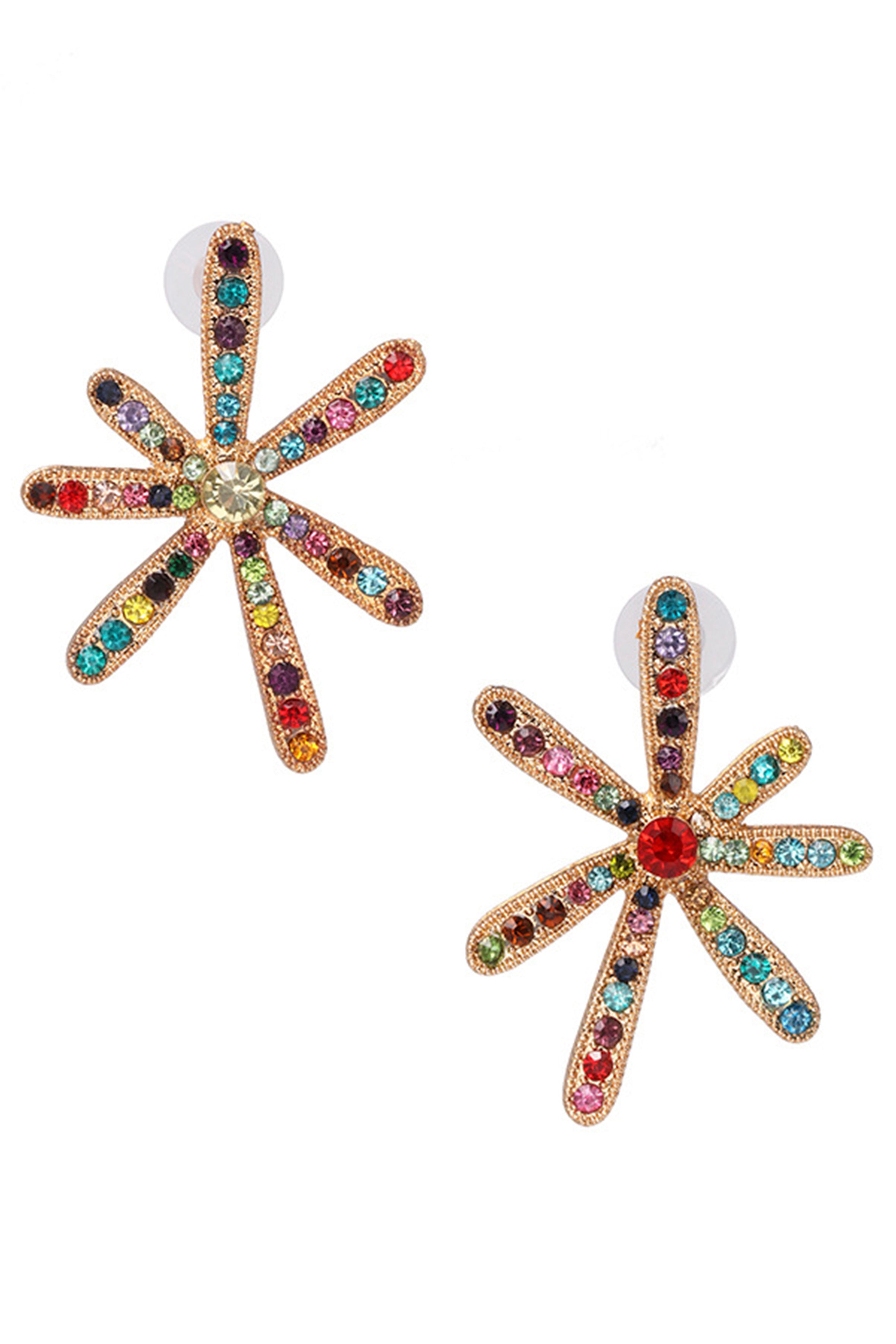 Floral Rhinestone Stud Earrings E6211