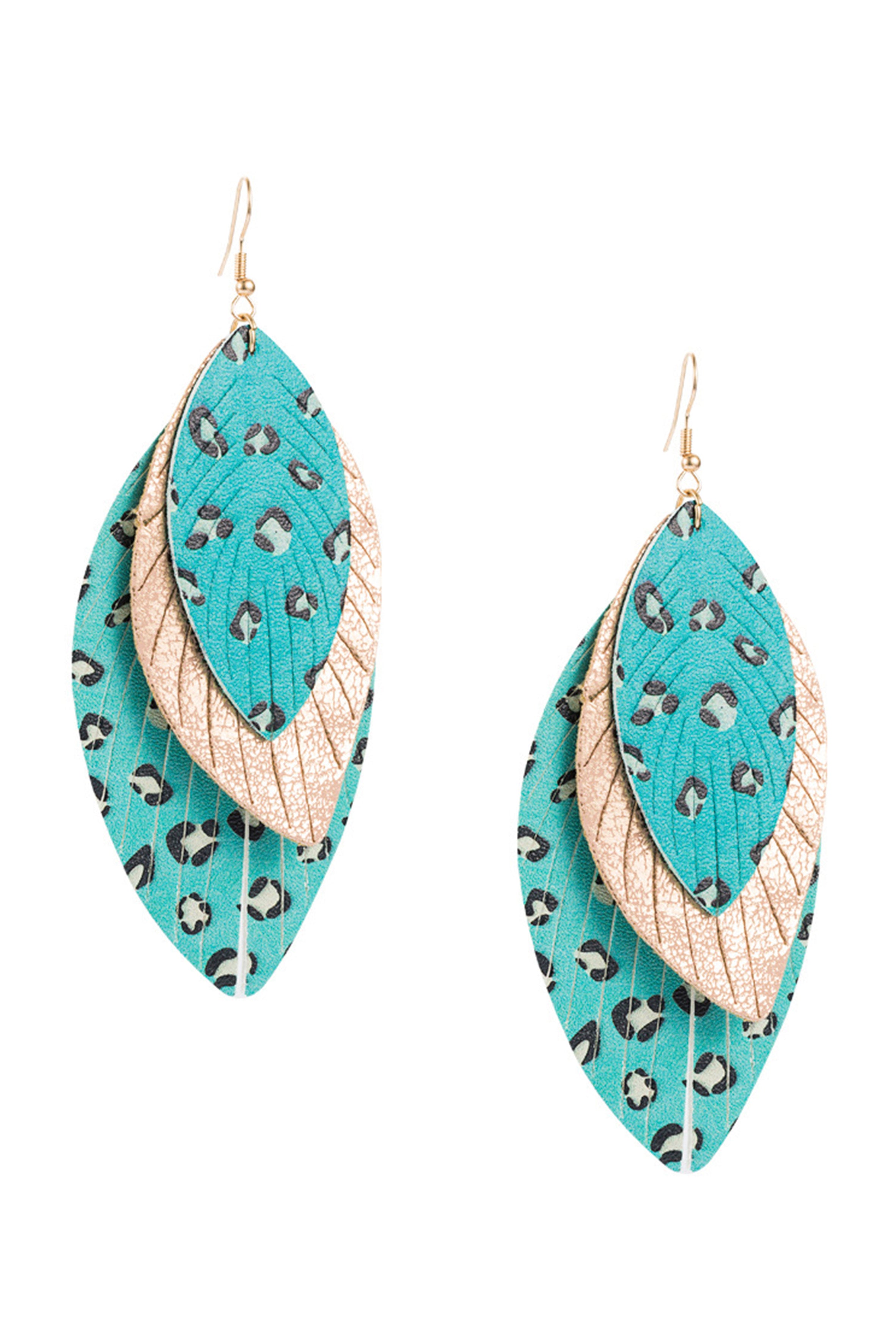 Leaf Animal Printed Leather Earrings E6228