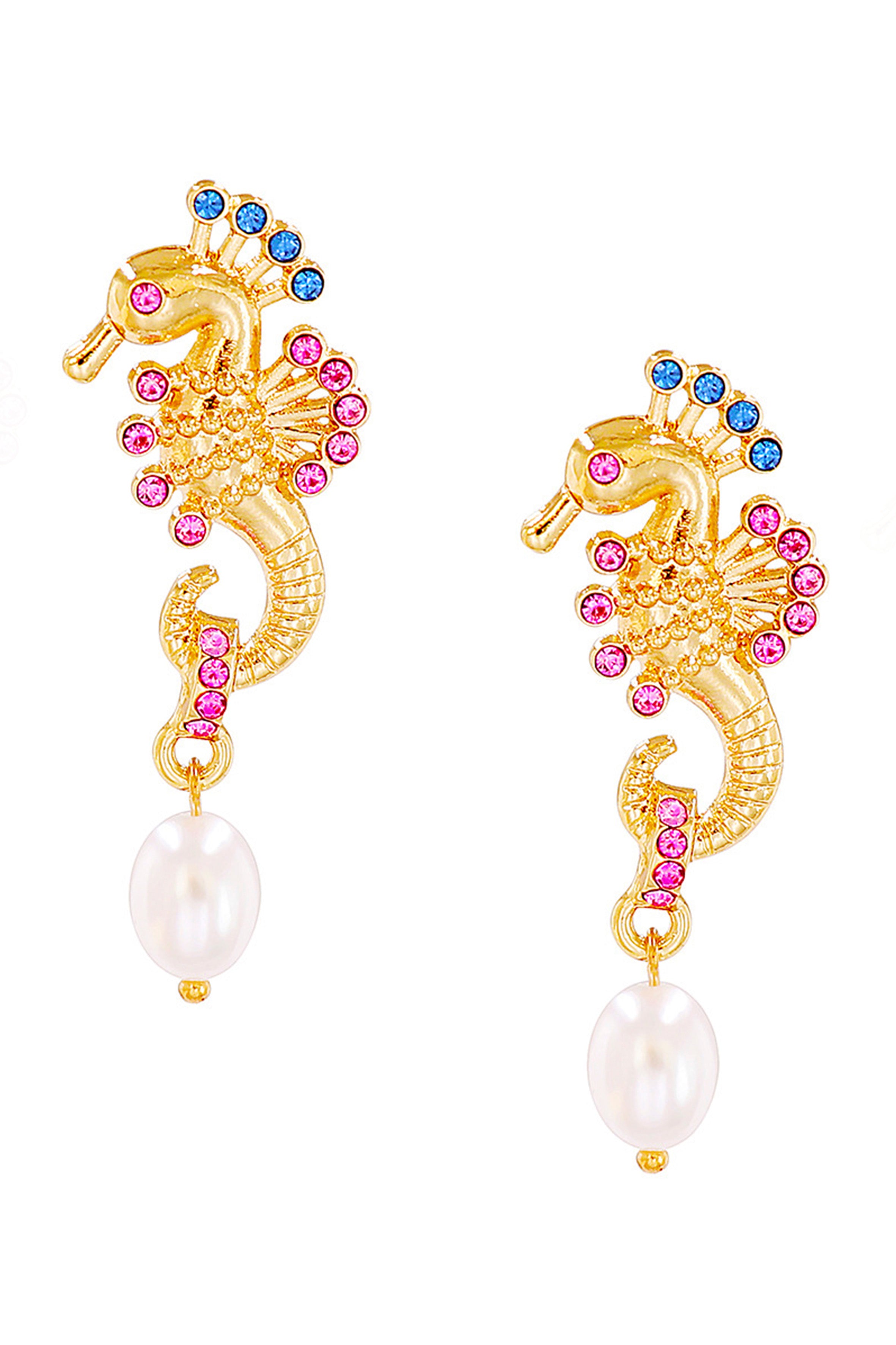 Hippocampus Rhinestone Earrings E6248
