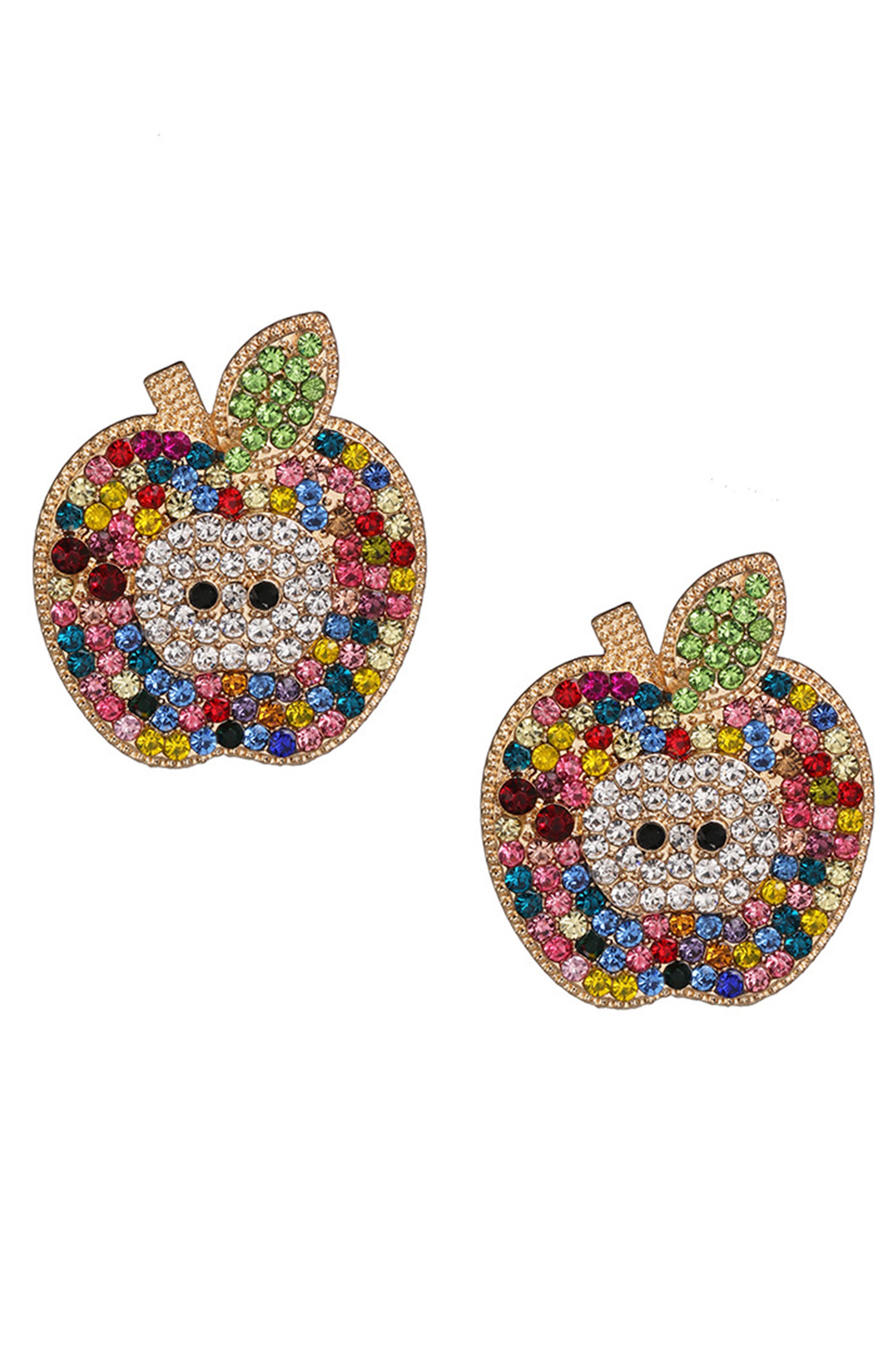 Apple Rhinestone Stud Earrings E6255