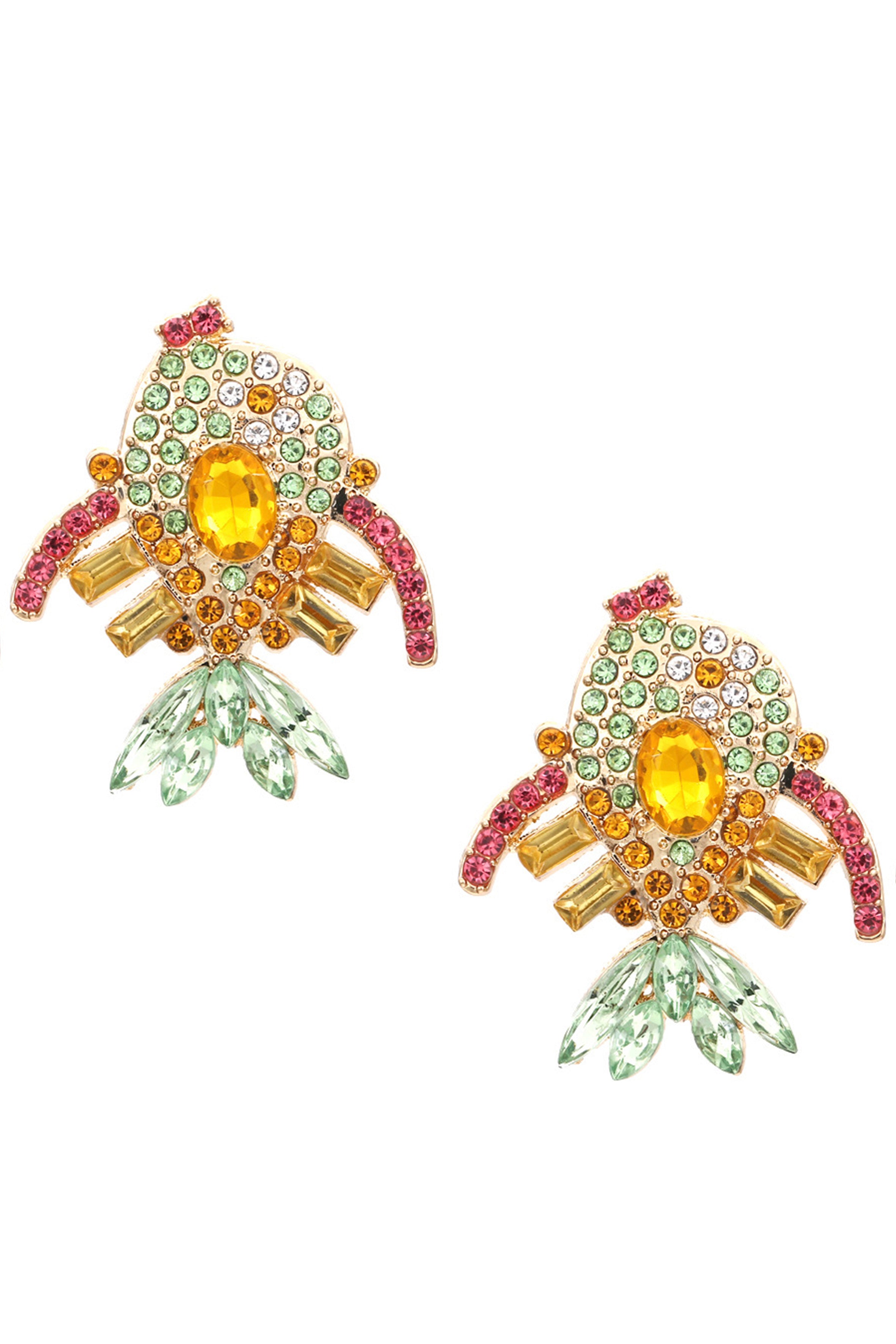 Pendientes de pez con diamantes de imitación E6287