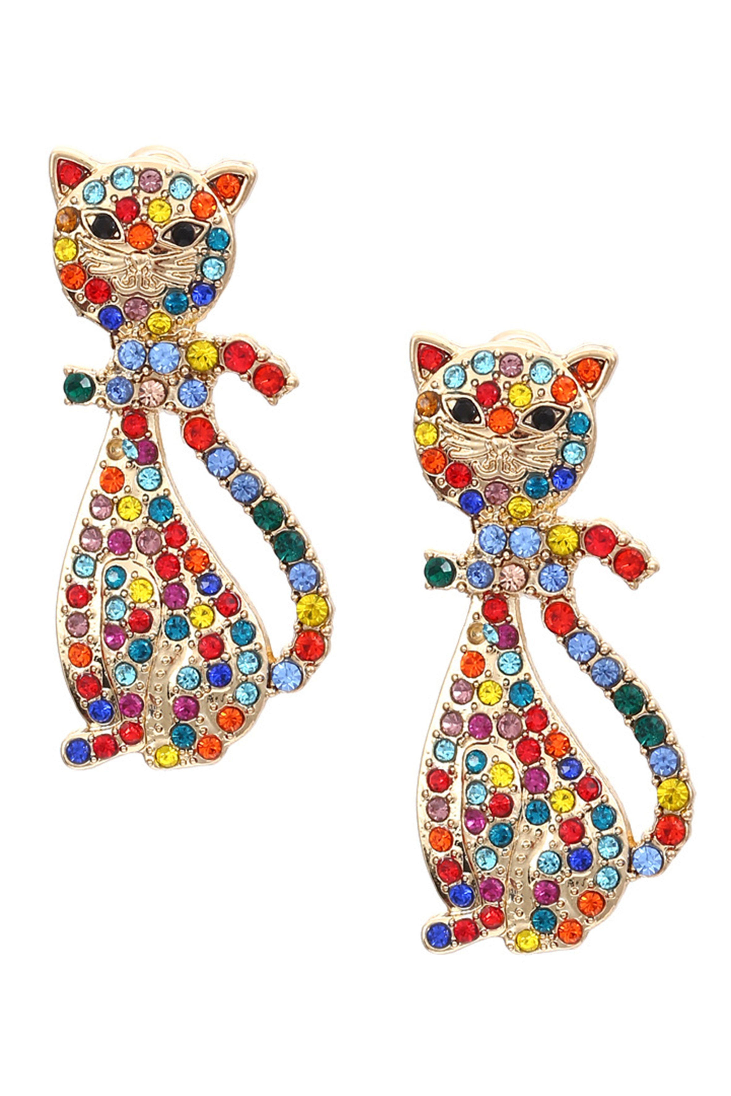 Pendientes de gato con diamantes de imitación E6292