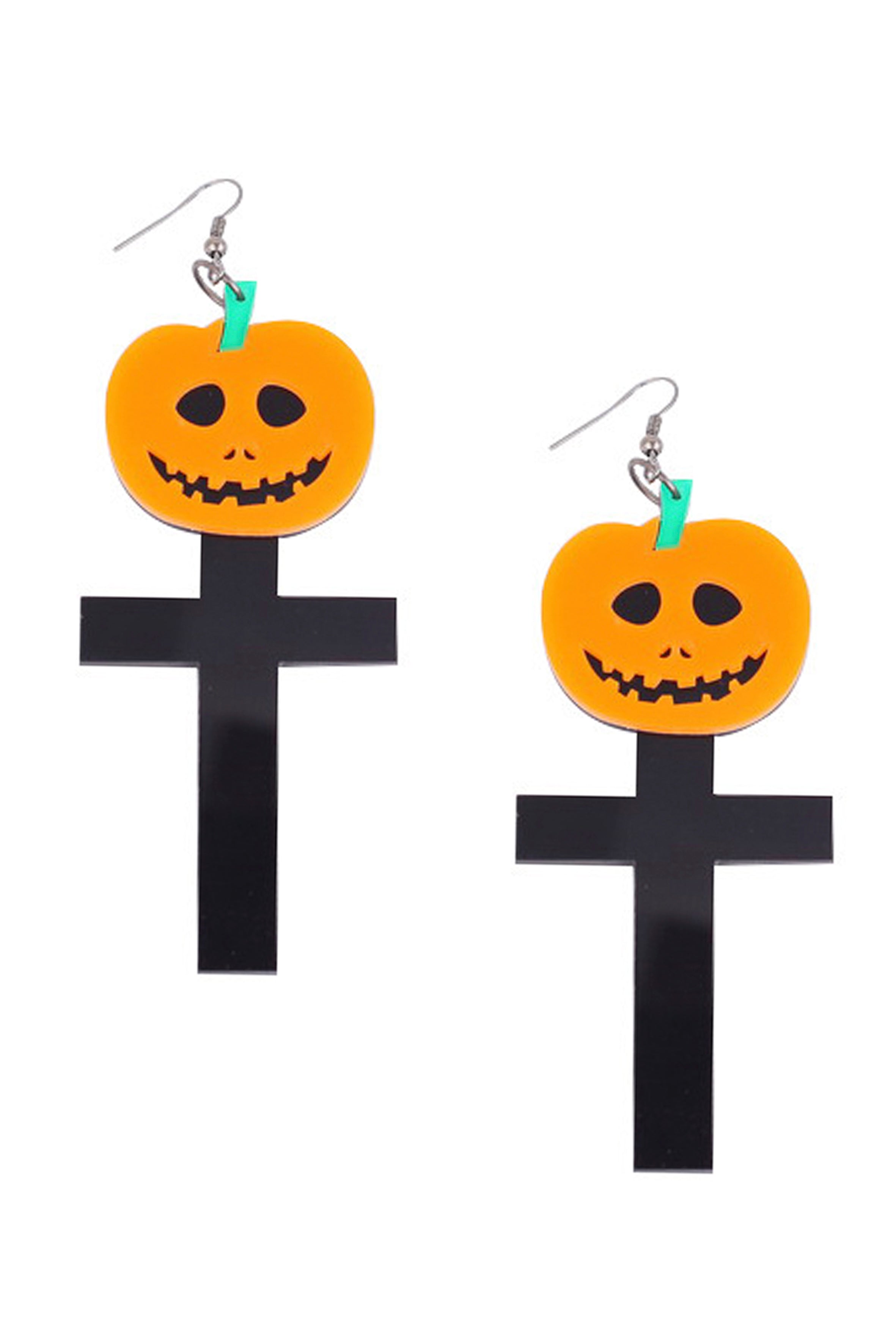 Pendientes acrílicos con forma de cruz de calabaza E6306