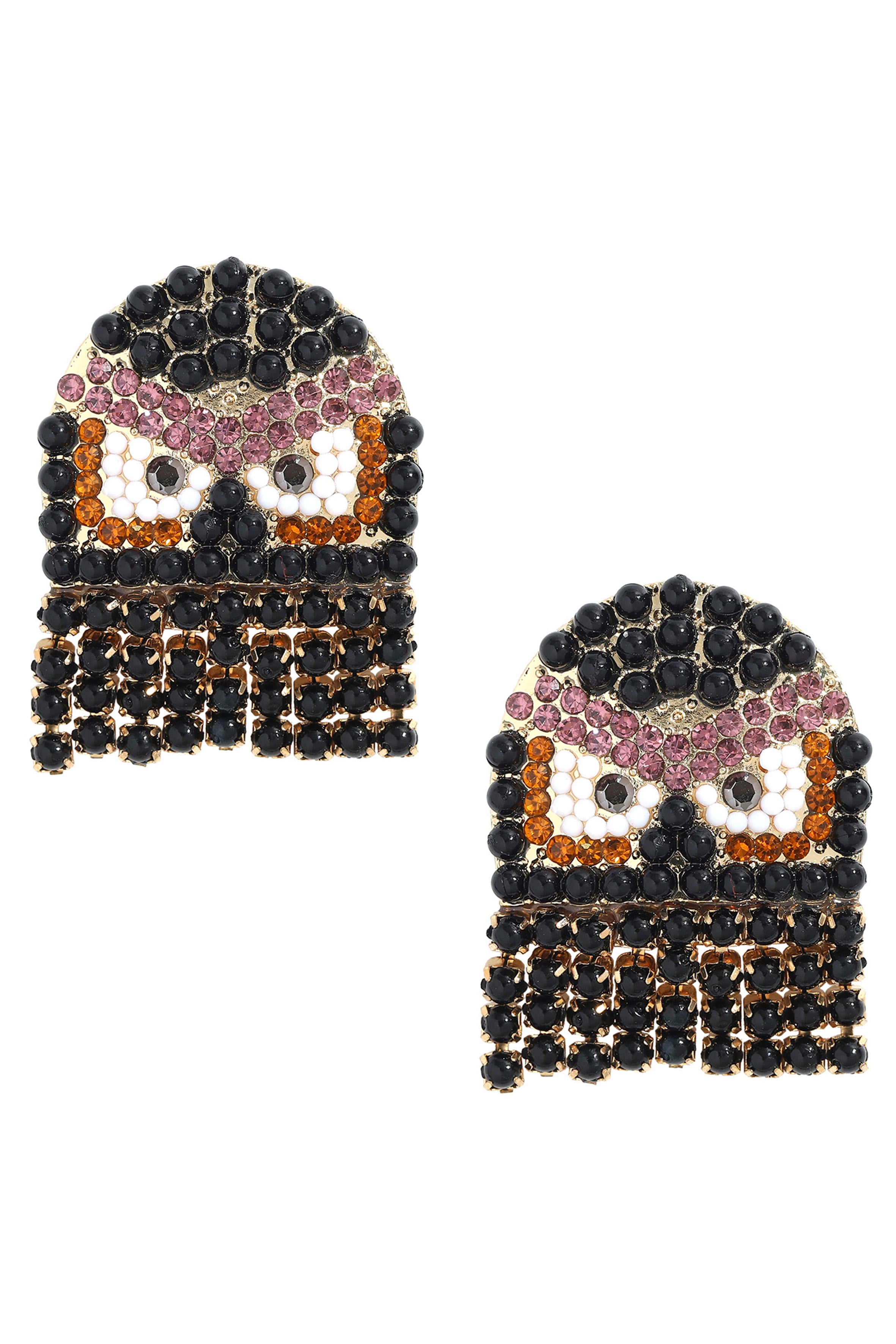 Pendientes de borlas con diamantes de imitación y forma de búho E6316