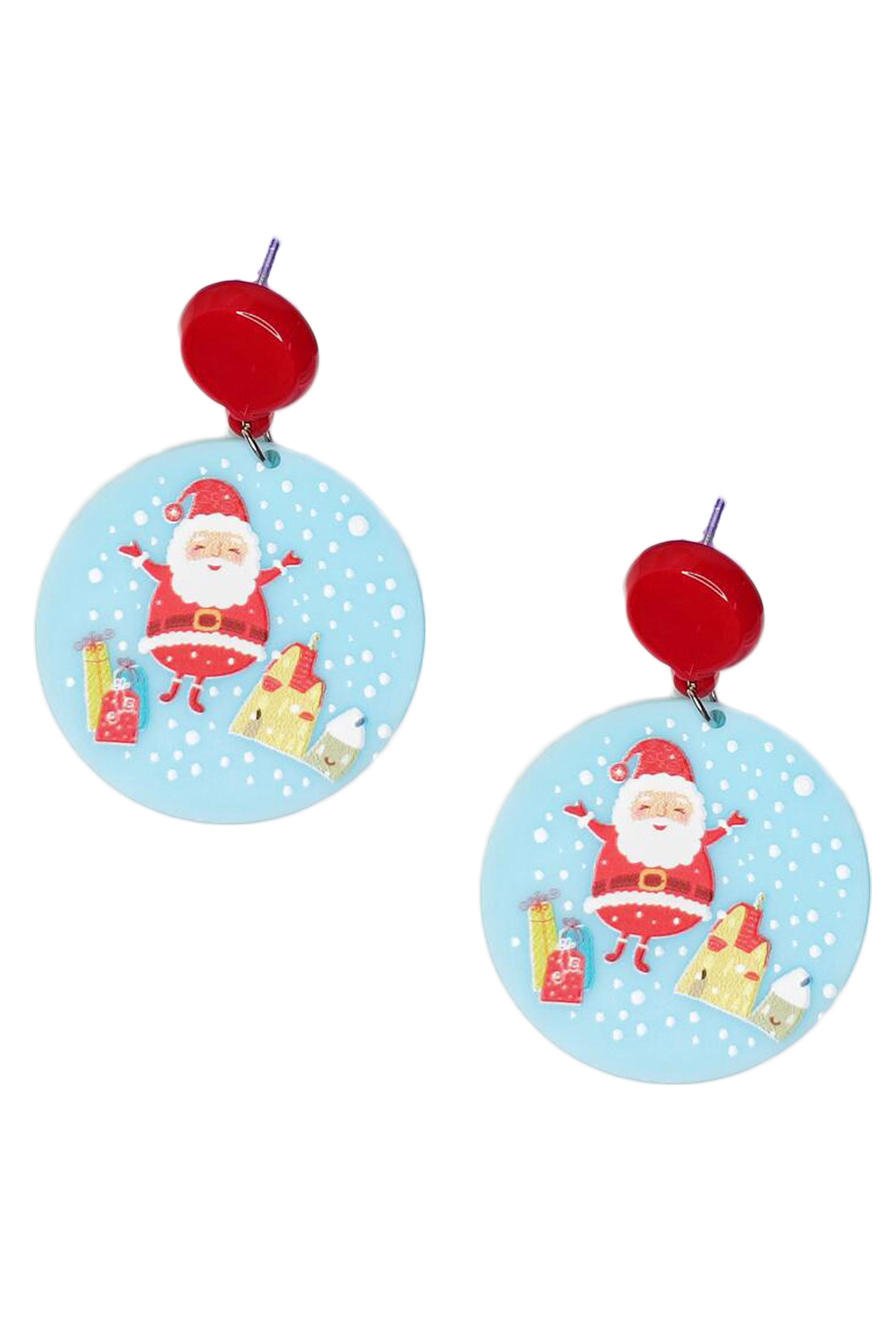 Santa Claus Disc Acrylic Earrings E6329