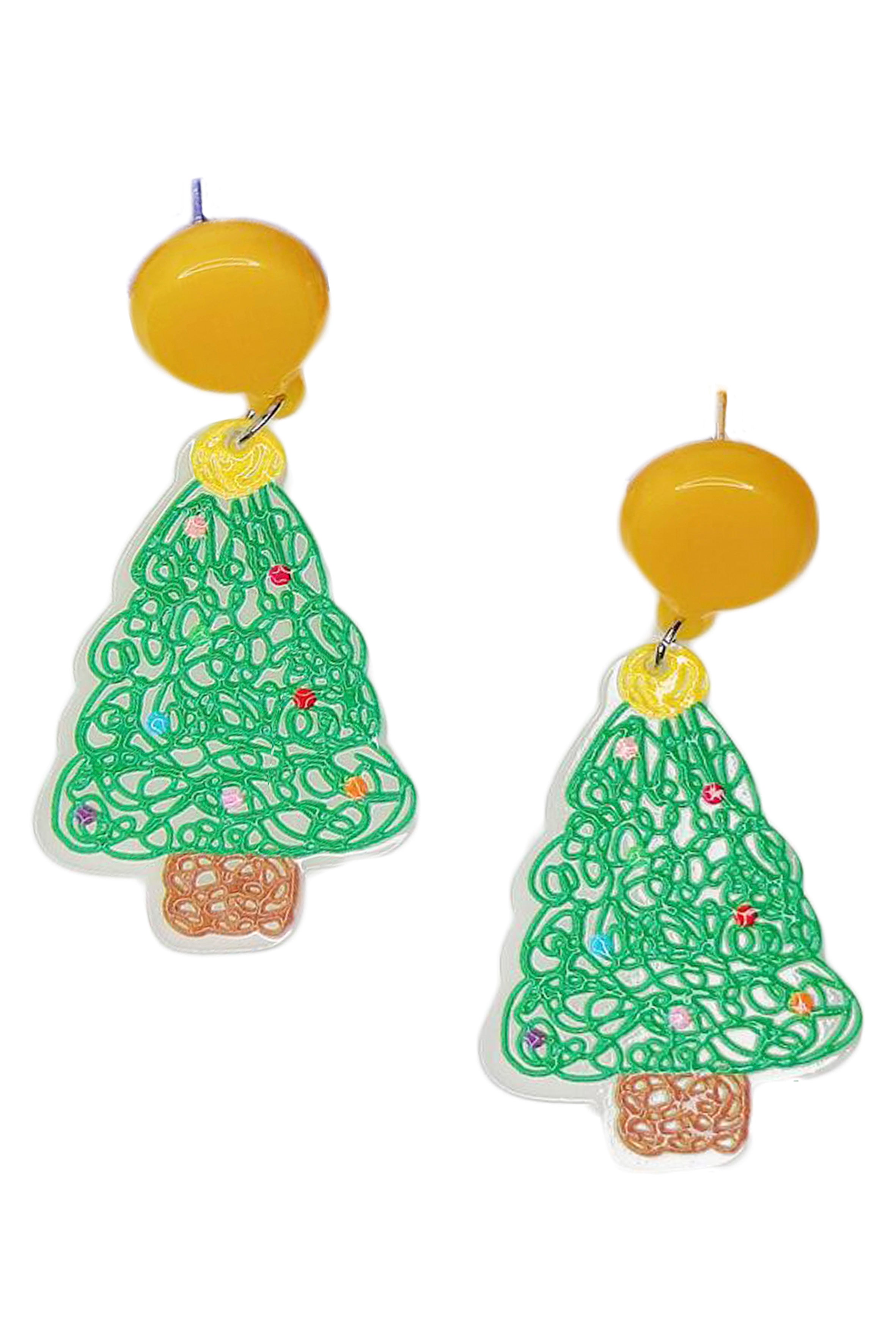 Pendientes acrílicos con forma de árbol de Navidad E6332