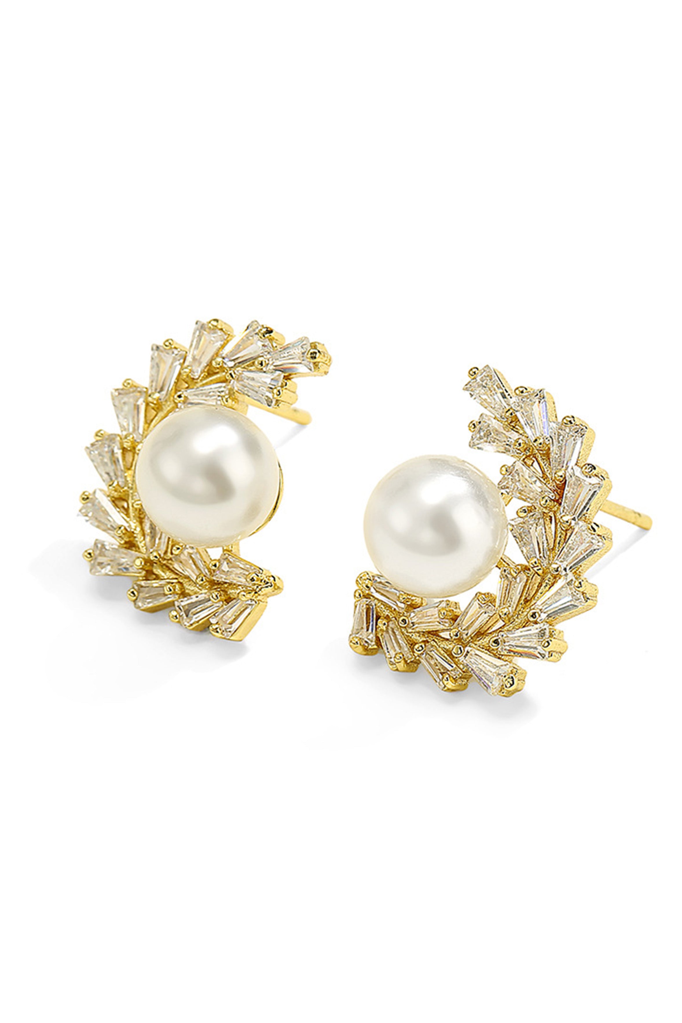 Pendientes de circonita cúbica con perlas E6373