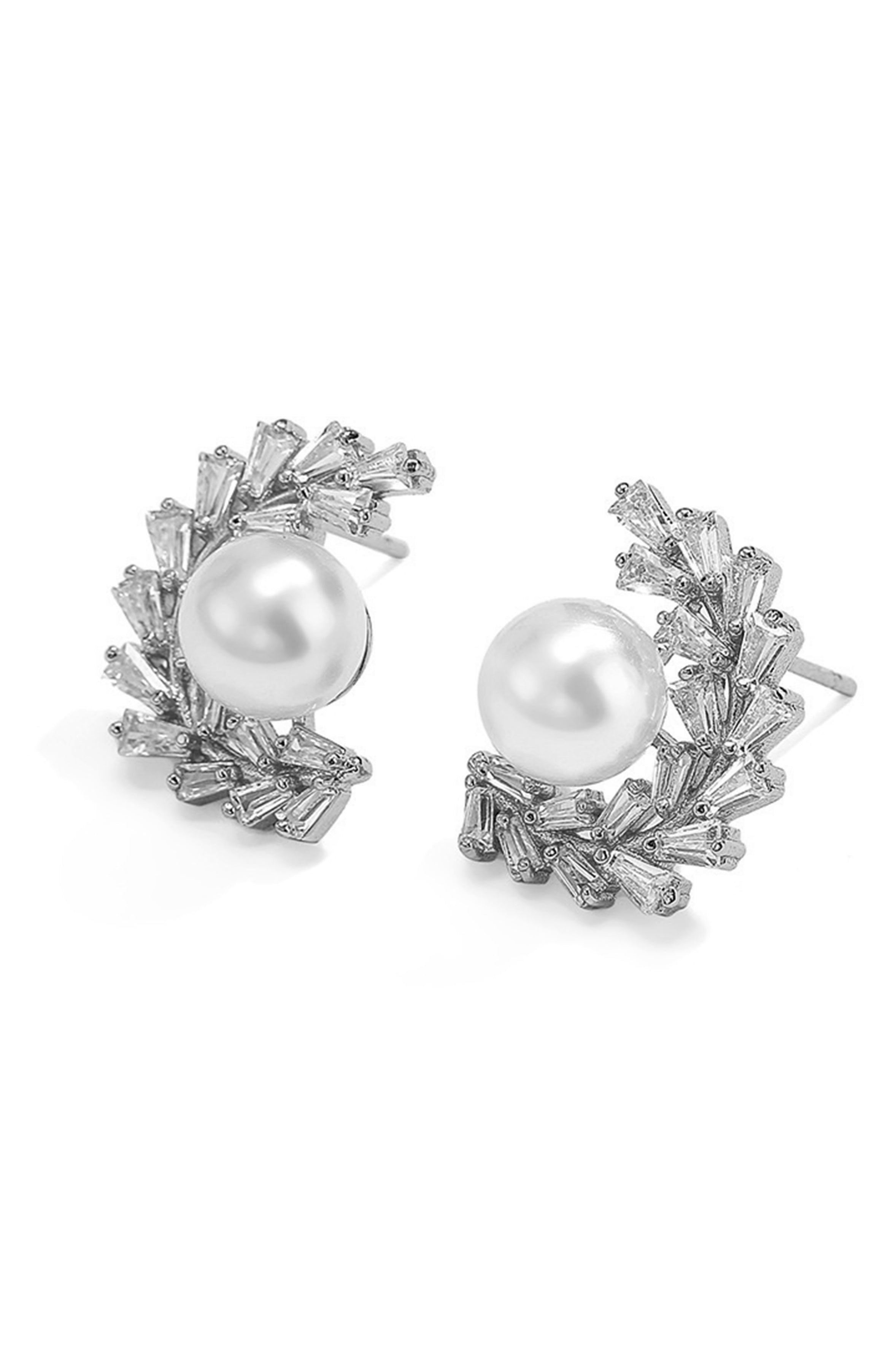 Pendientes de circonita cúbica con perlas E6373