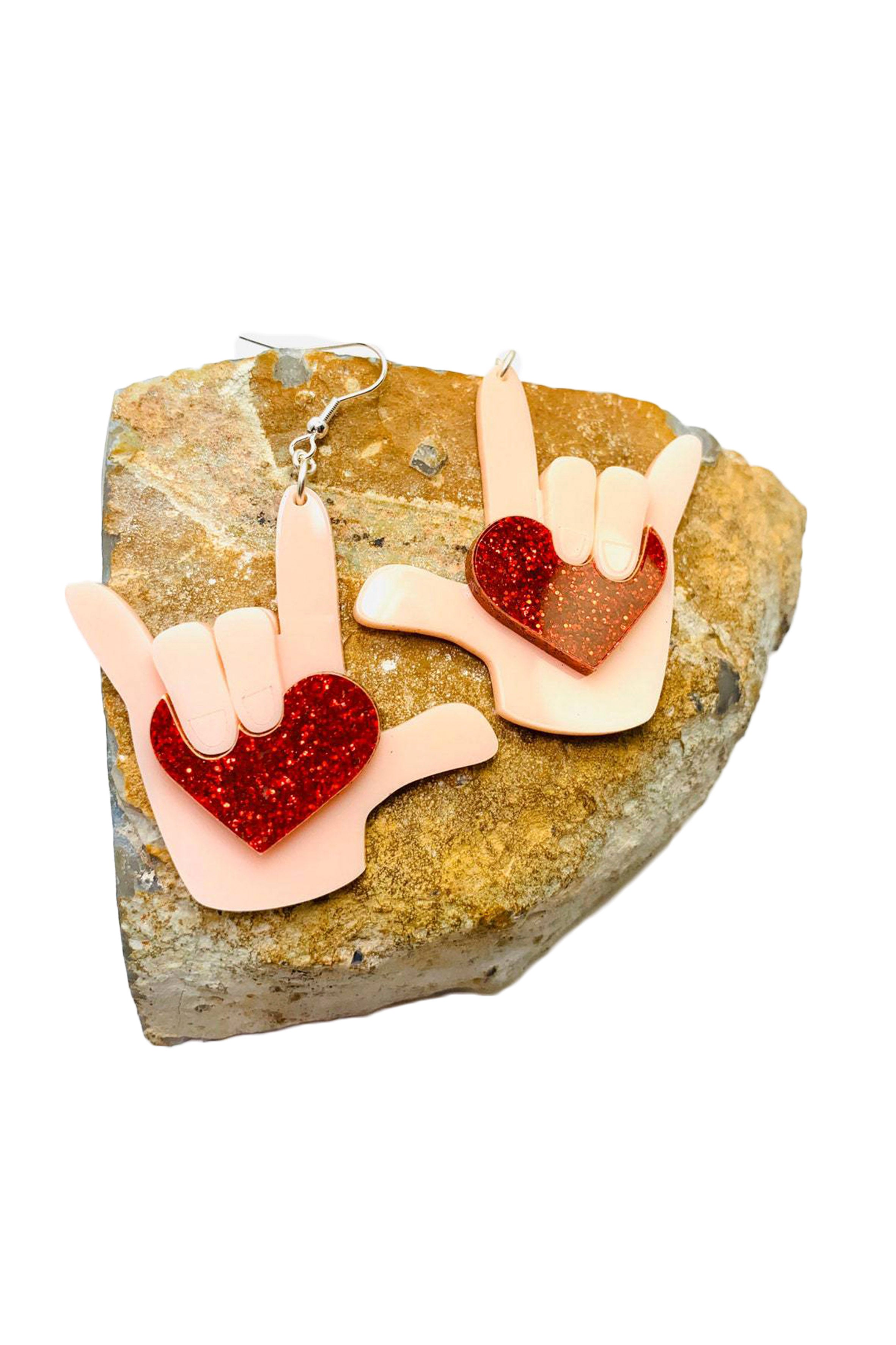 Heart Rock Acrylic Earrings E6425