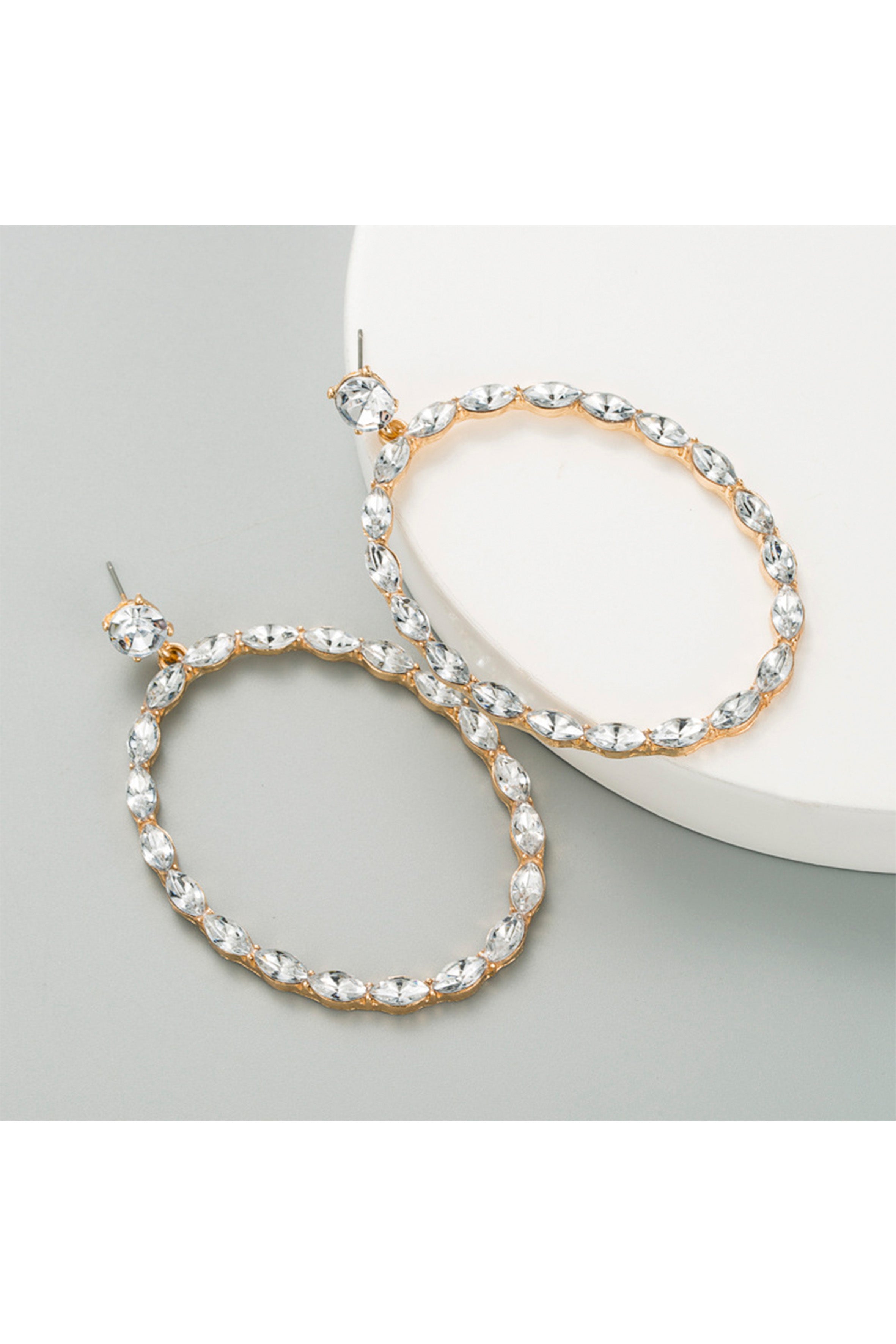 Oval Rhinestone Earrings E6426