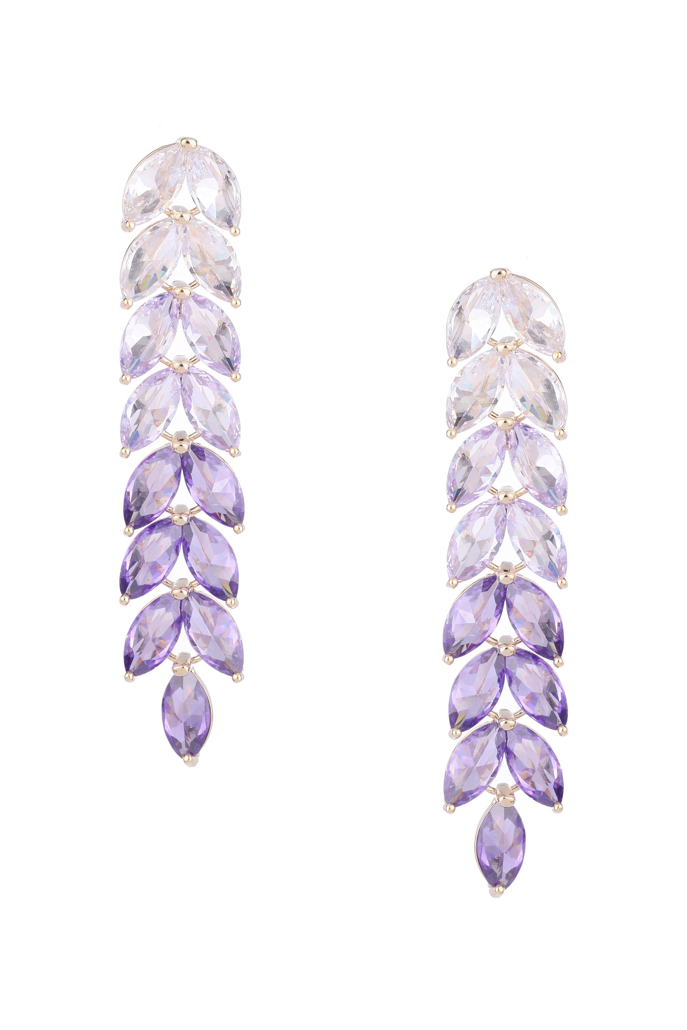 Pendientes de circonita cúbica con borlas de hojas E6449