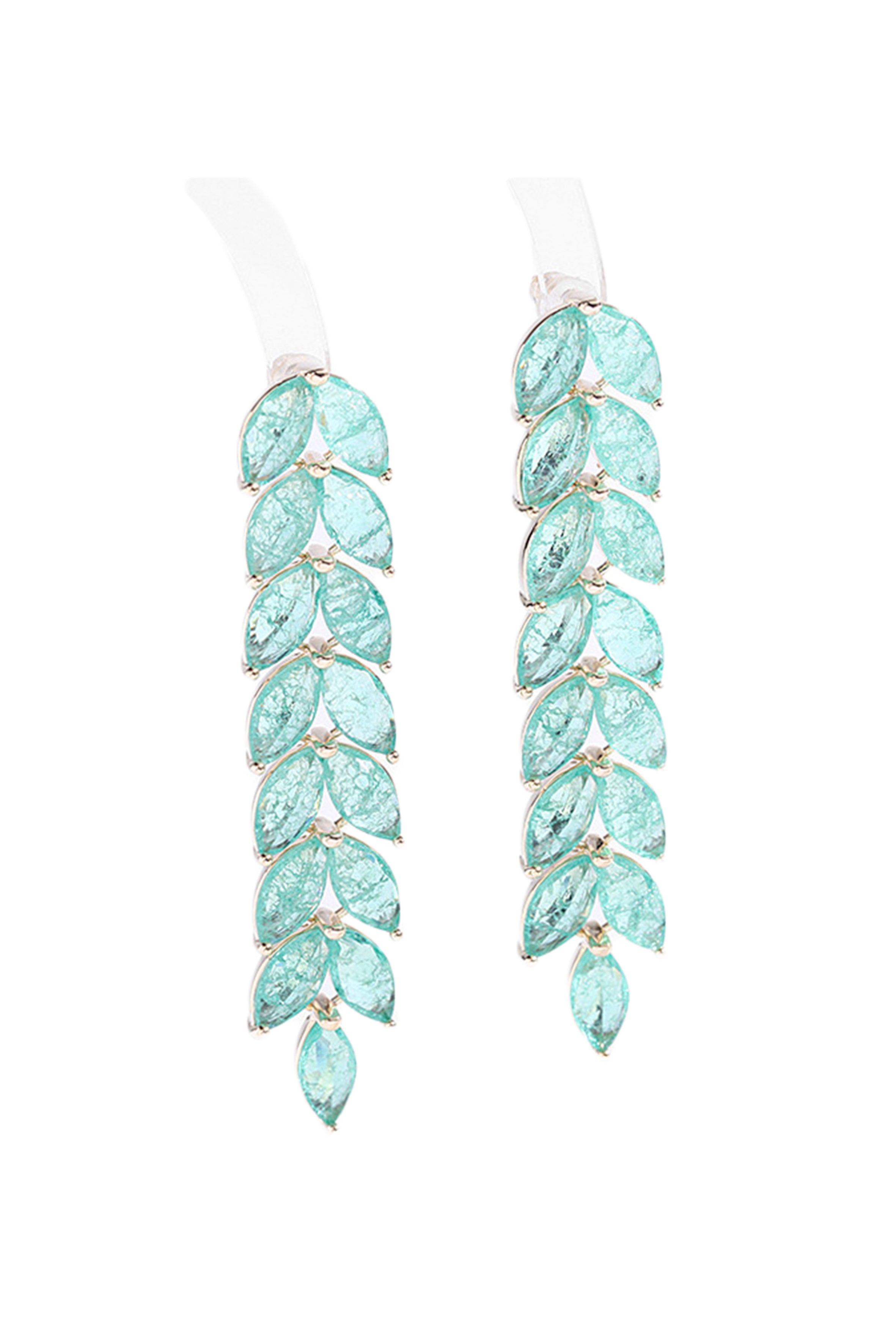 Pendientes de circonita cúbica con borlas de hojas E6449