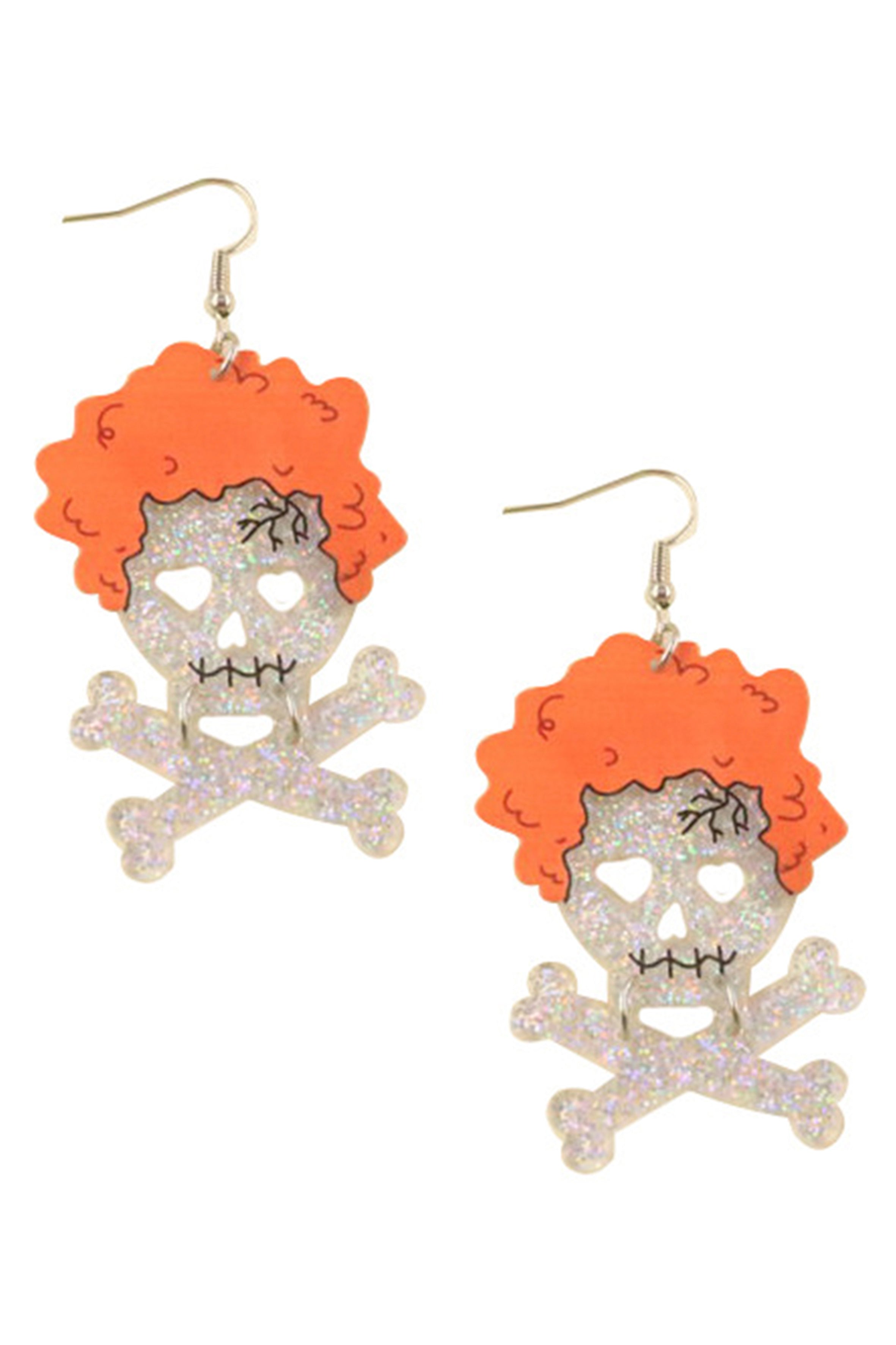 Explosion Head Skeleton Acrylic Earrings E6495