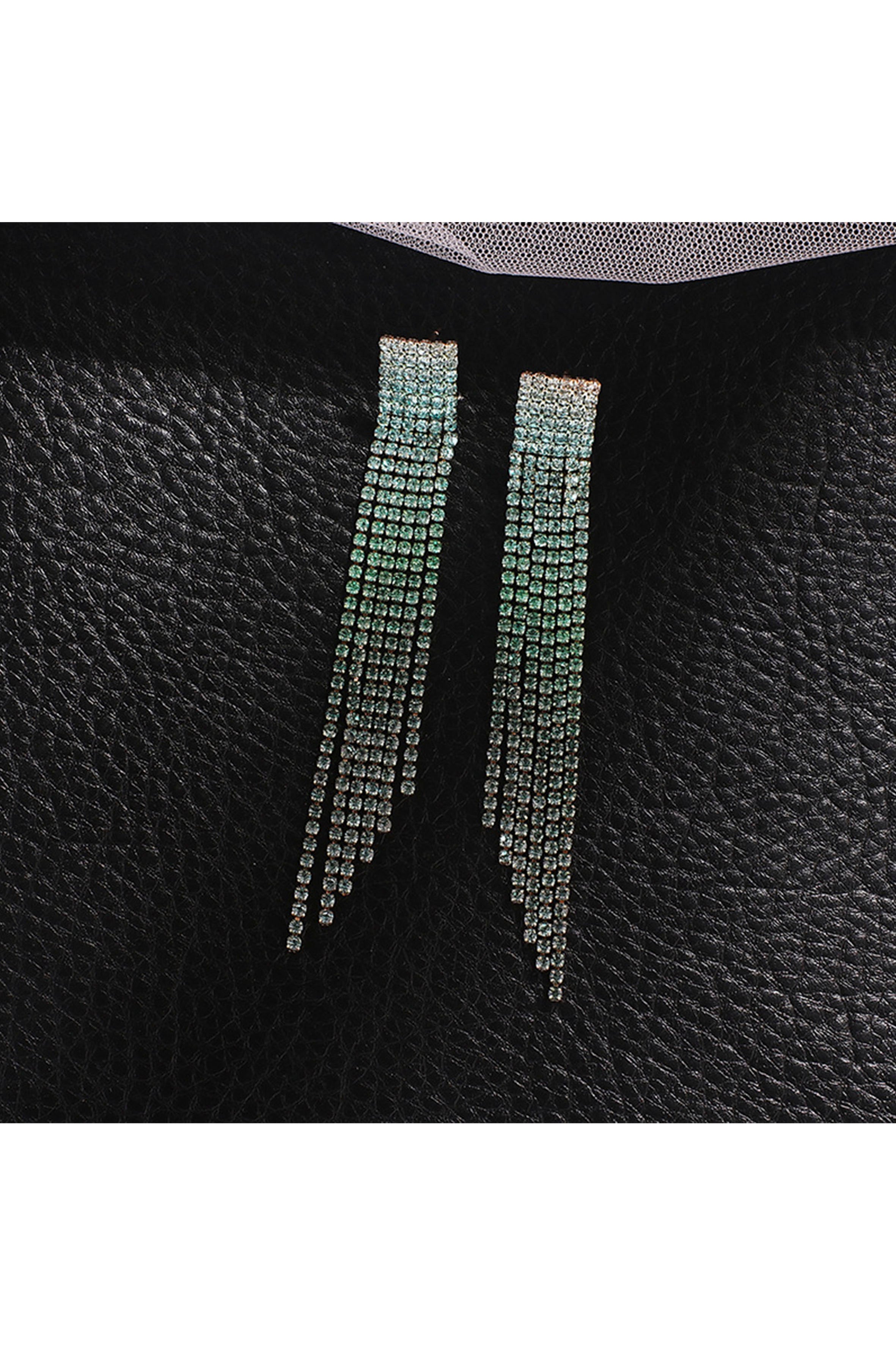 Floral Rhinestone Tassel Earrings E6513