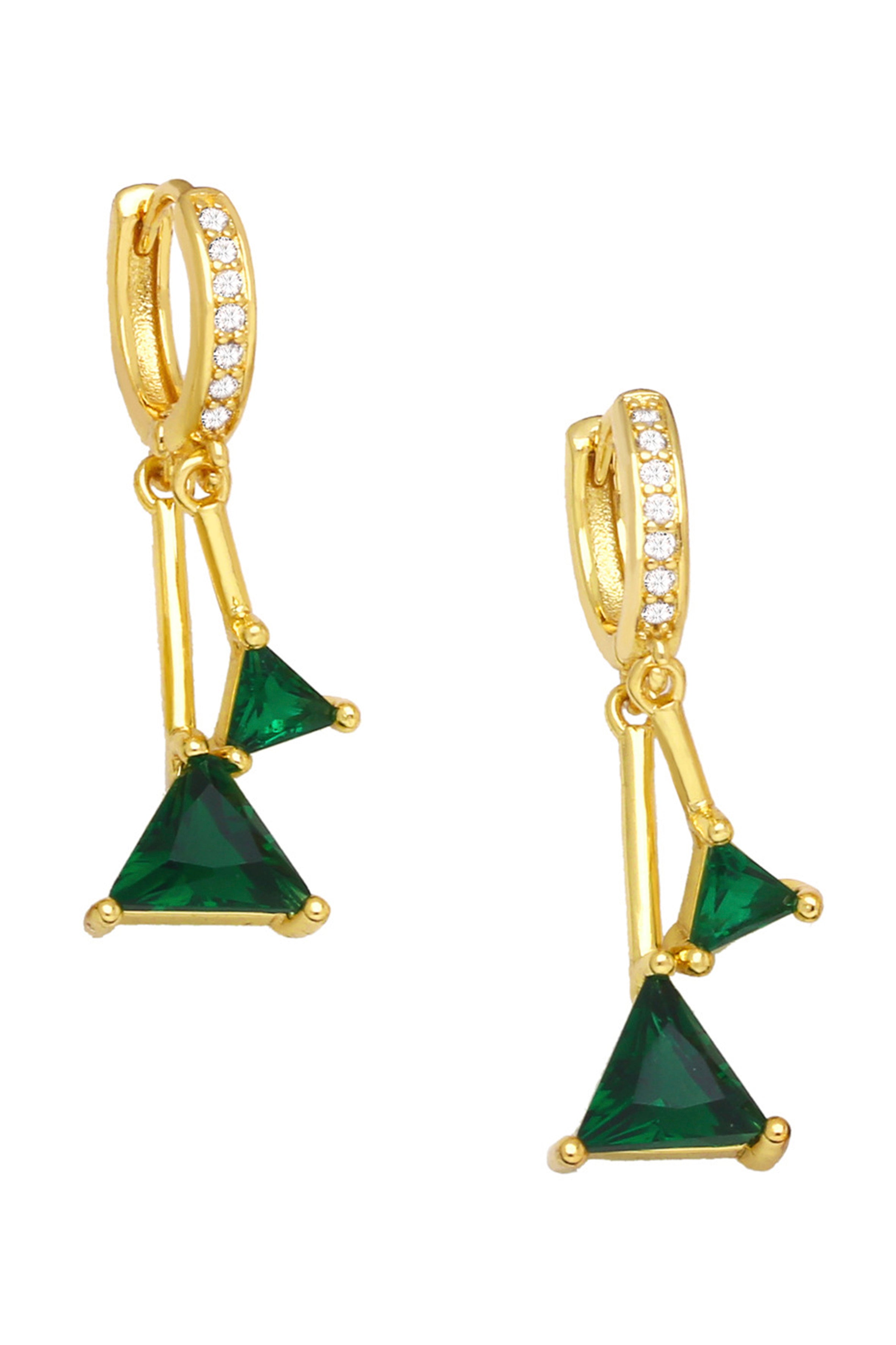 Pendientes de aro con borlas triangulares y circonitas cúbicas E6531