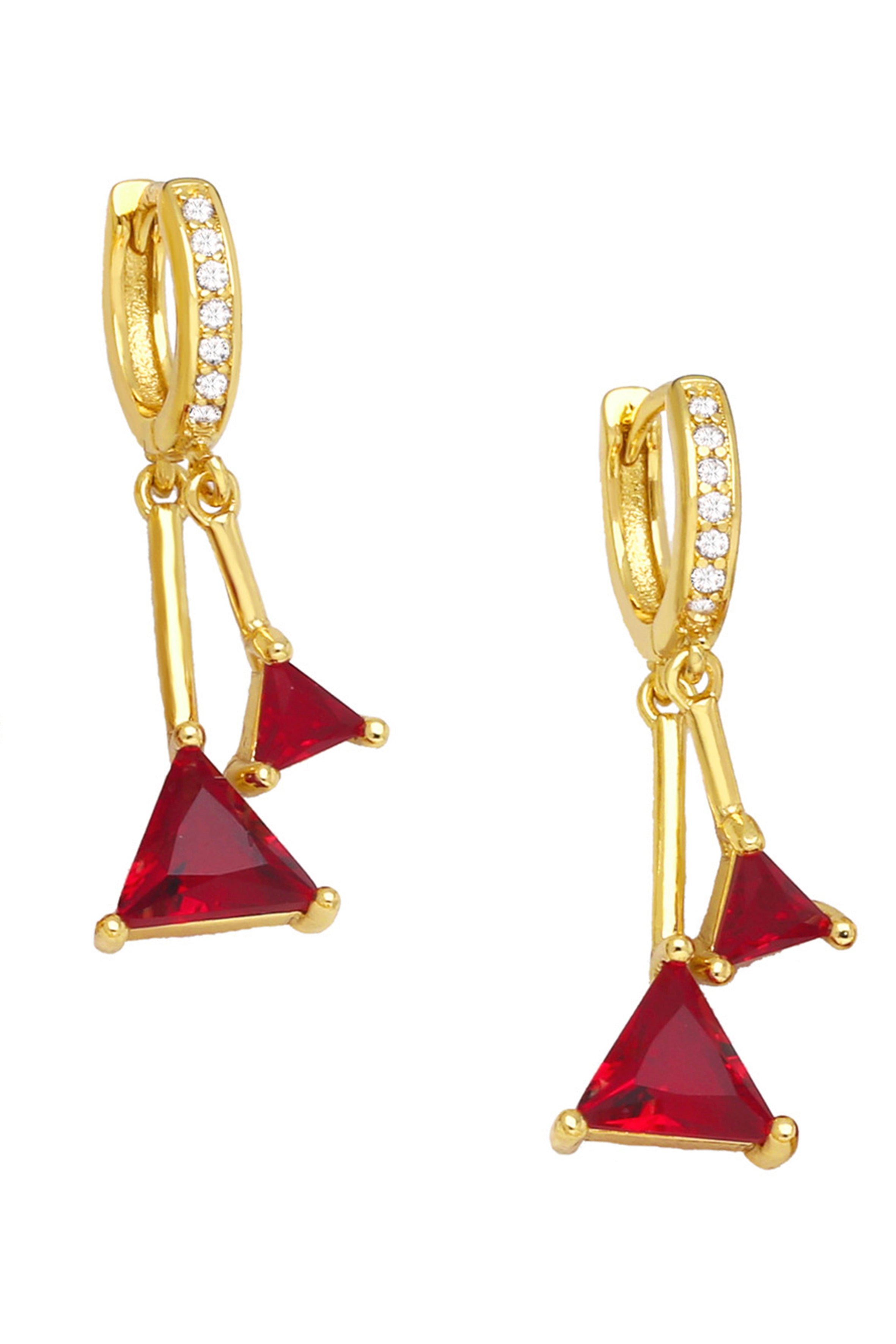 Pendientes de aro con borlas triangulares y circonitas cúbicas E6531