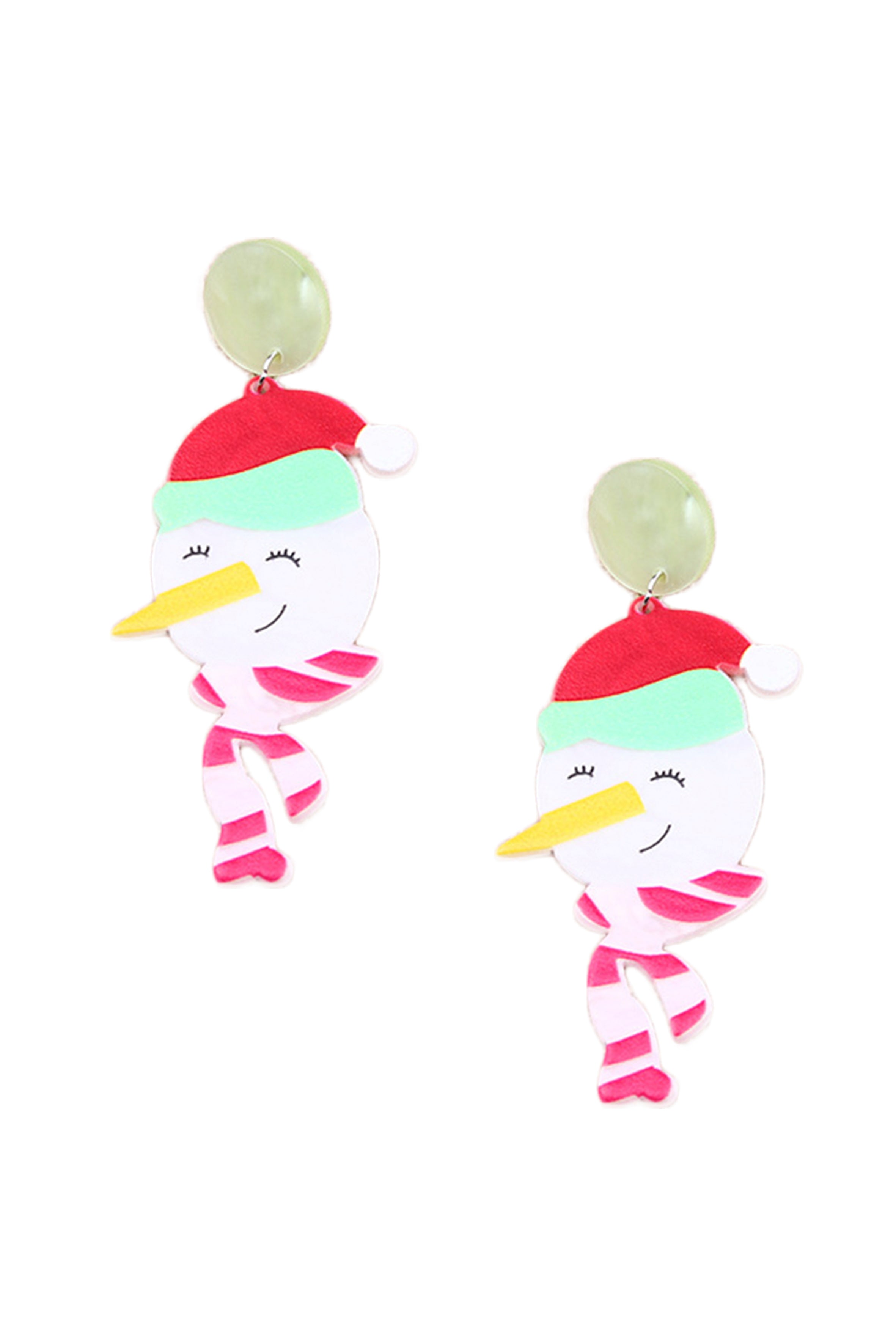 Christmas Snowman Cat Acrylic Earrings E6542