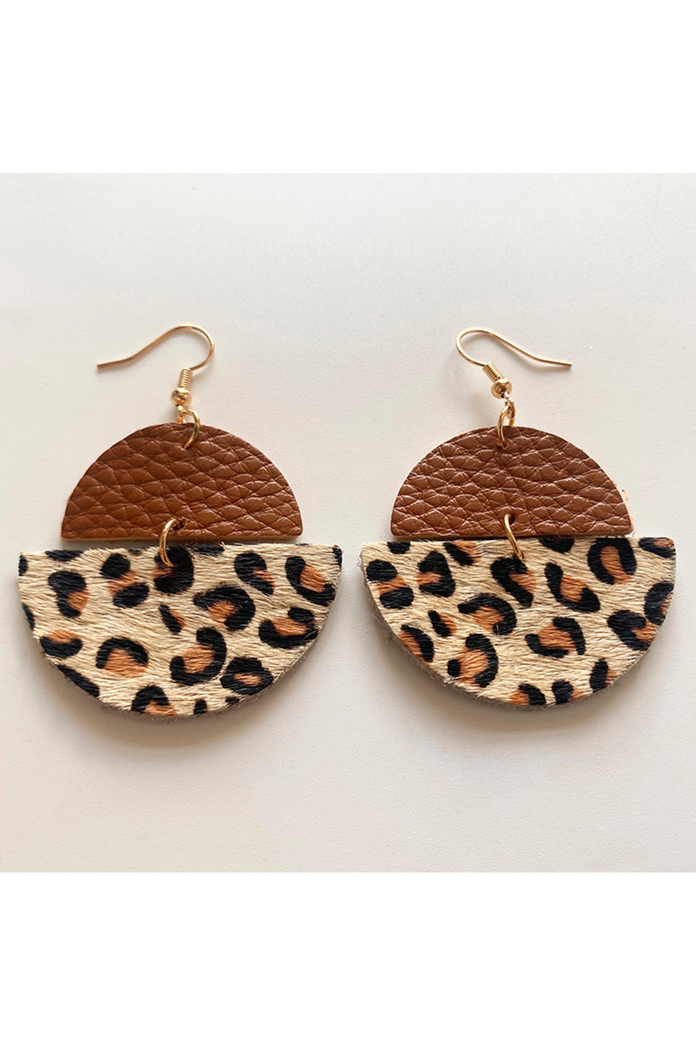 Pendientes de piel de vaca con estampado geométrico de animales E6550