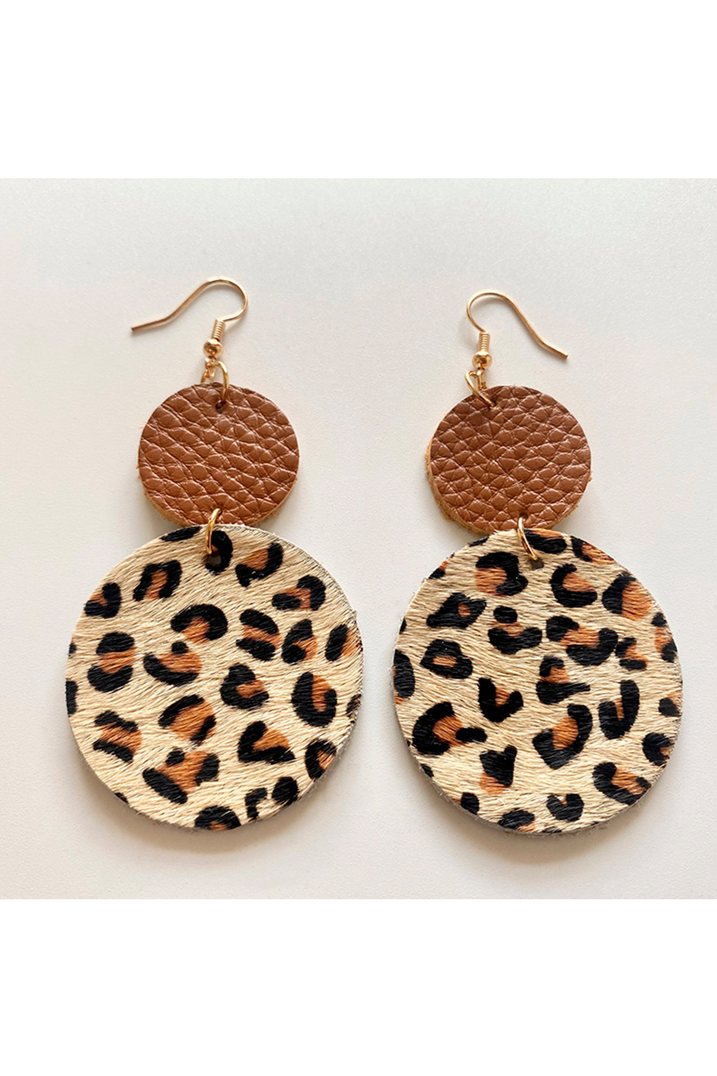 Pendientes de piel de vaca con estampado geométrico de animales E6551