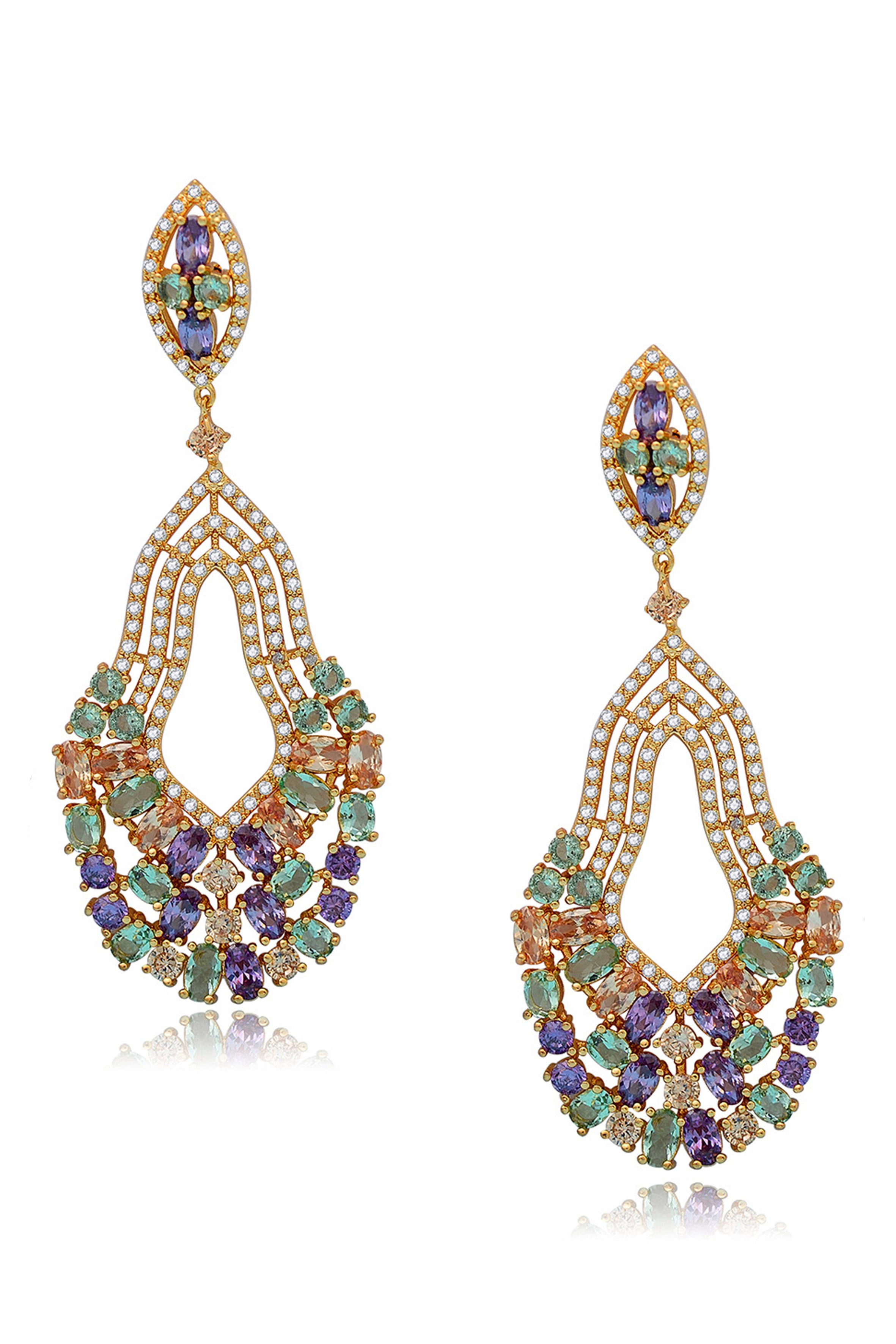 Pendientes de circonita cúbica en forma de lágrima E6555