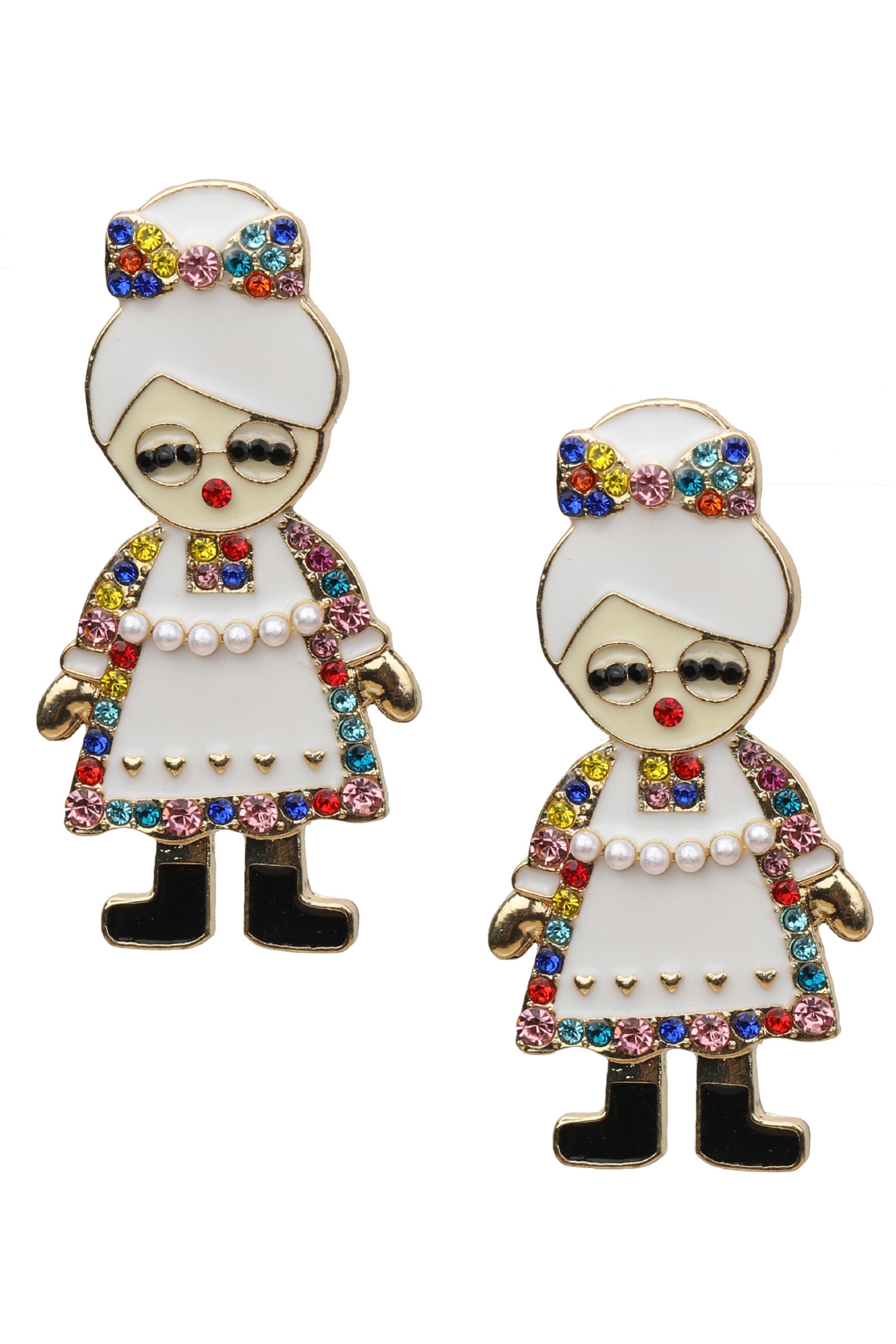 Santa Granny Rhinestone Earrings E6580
