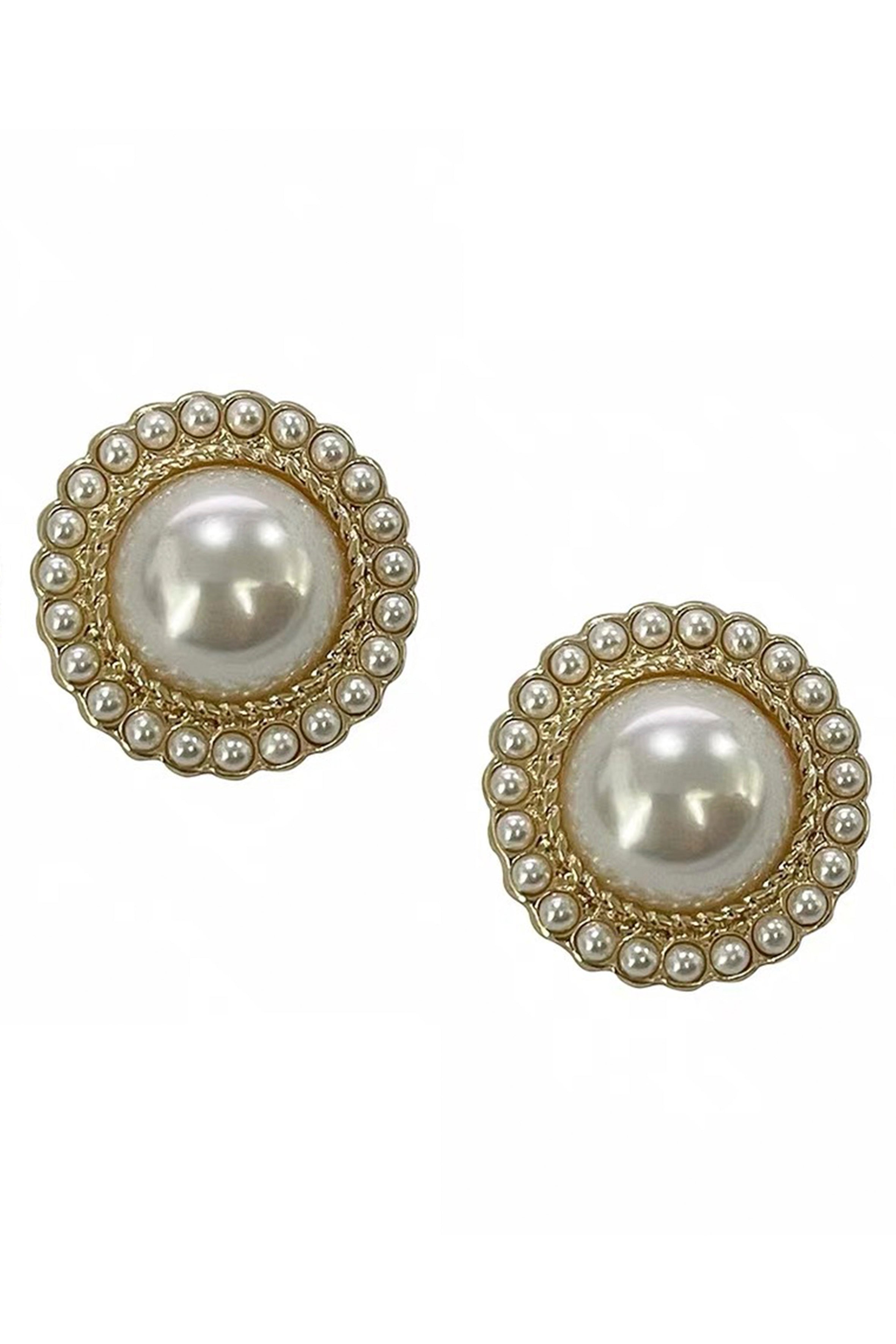 Pendientes de clip con perlas E6624