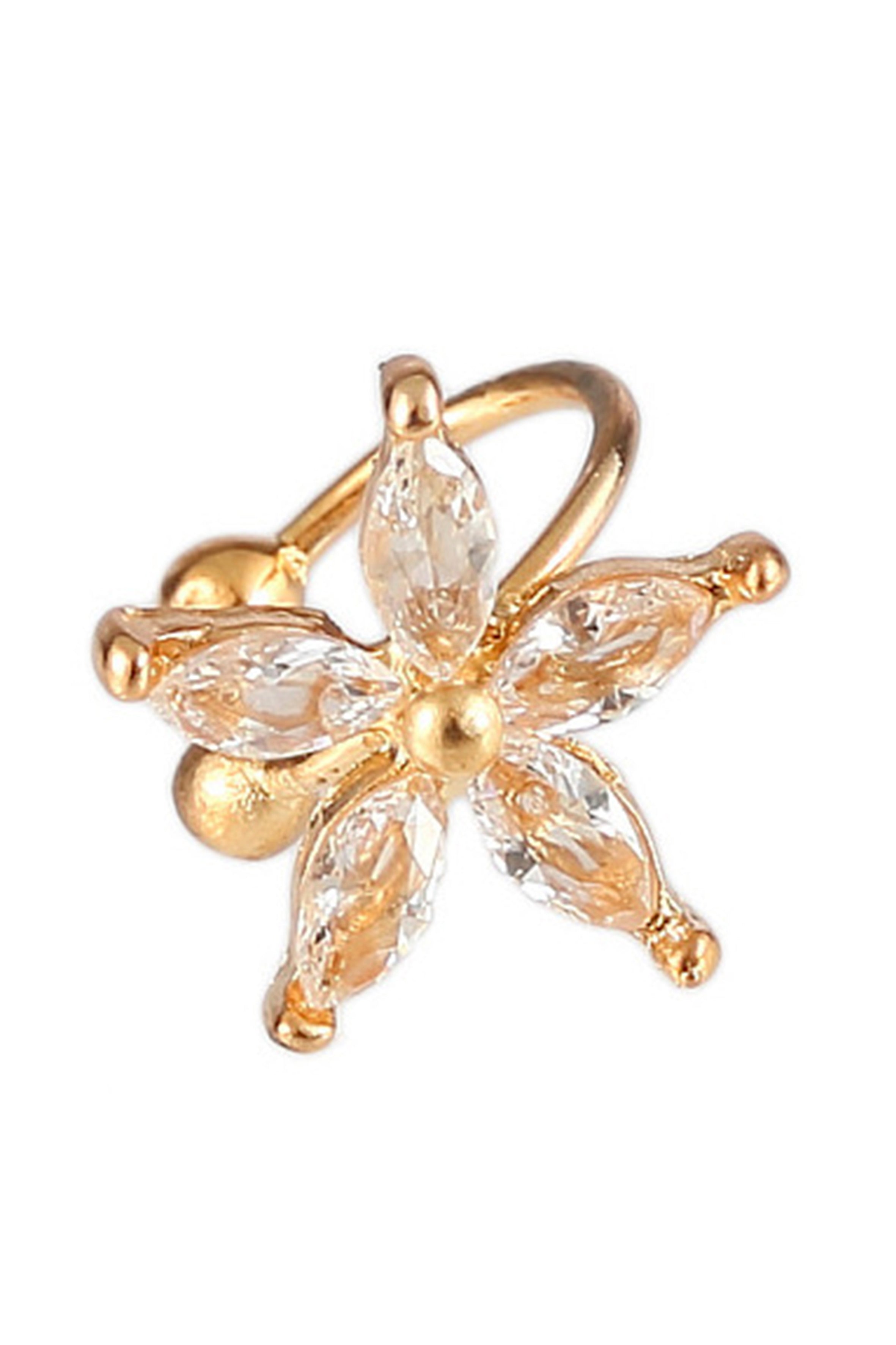 Flower Cubic Zirconia Cuff Earrings E6633