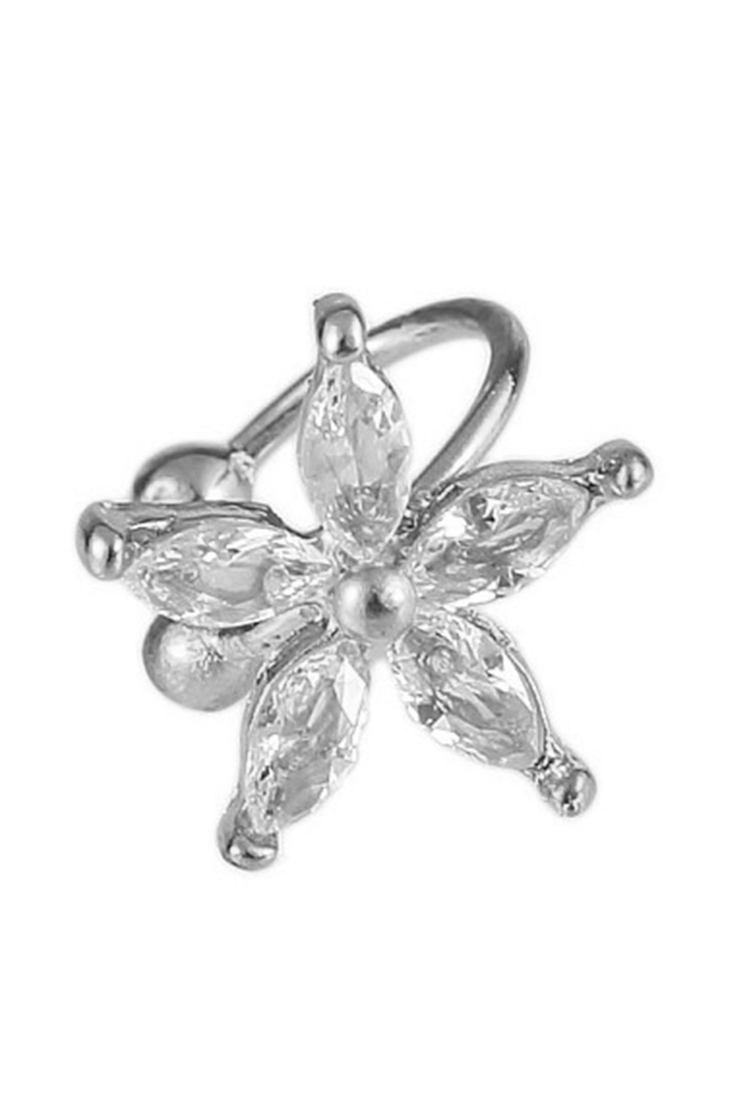 Flower Cubic Zirconia Cuff Earrings E6633