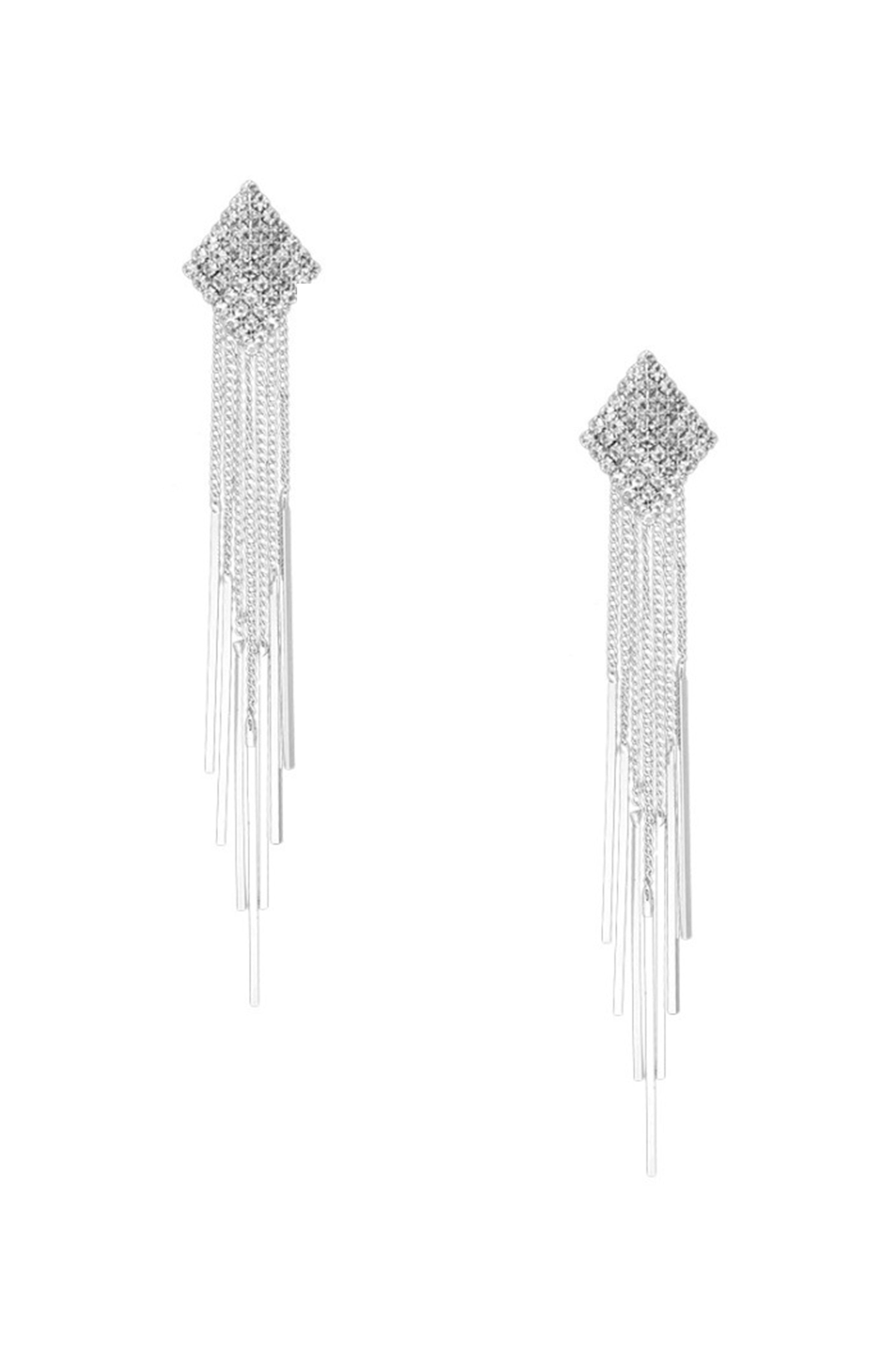 Rhinestone Tassel Clip On Earrings E6644