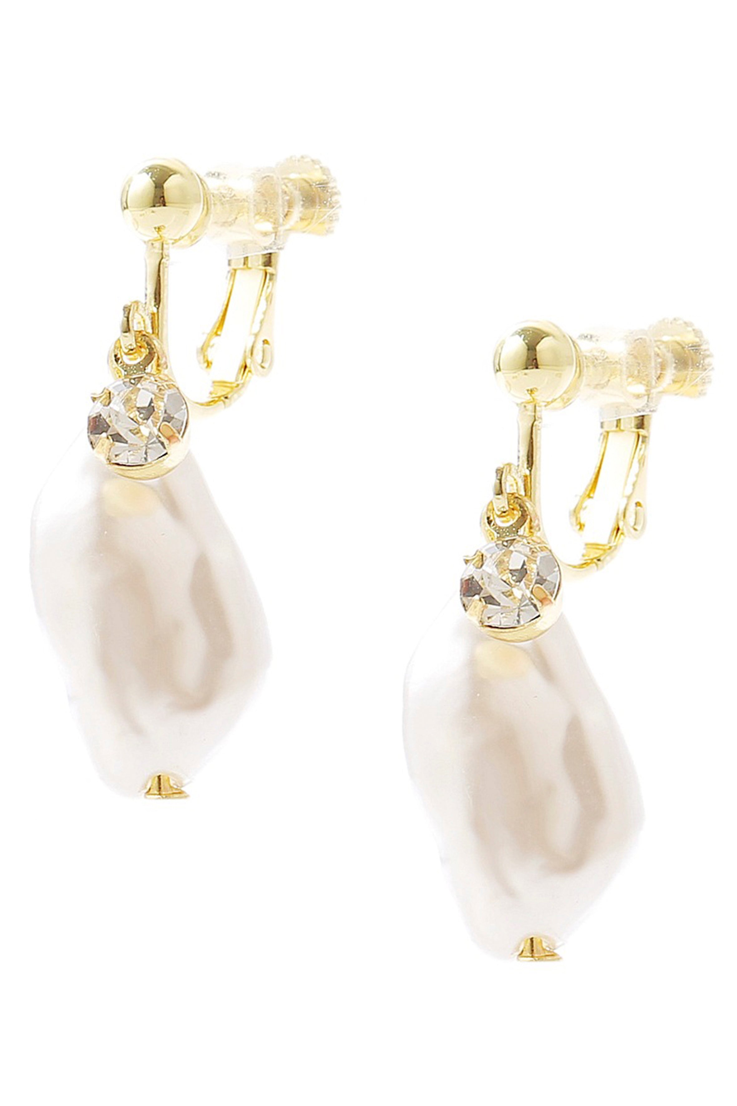 Irregular Pearl Clip On Stud Earrings E6658