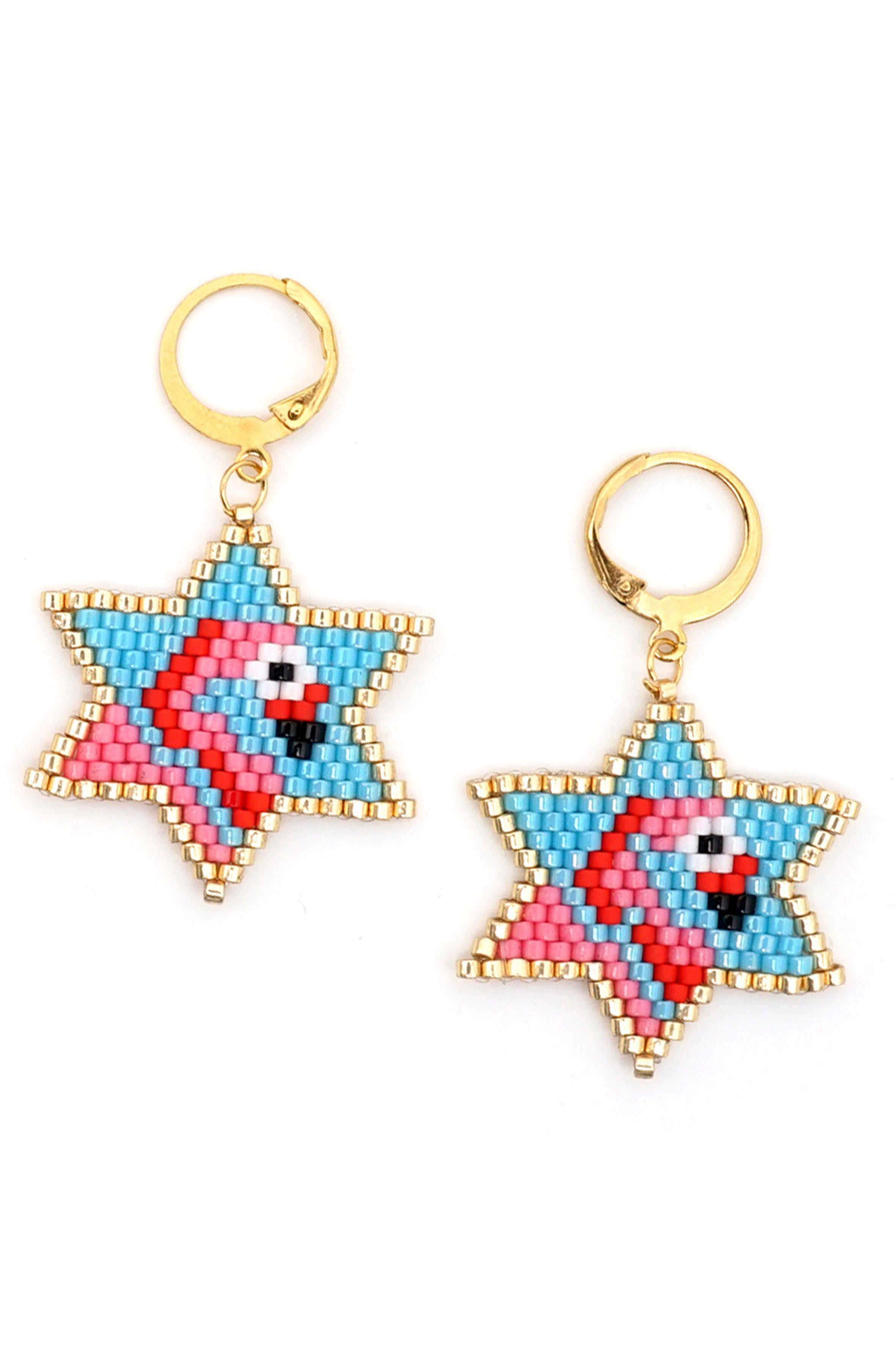 Flamingo Star Seed Bead Earrings E6675