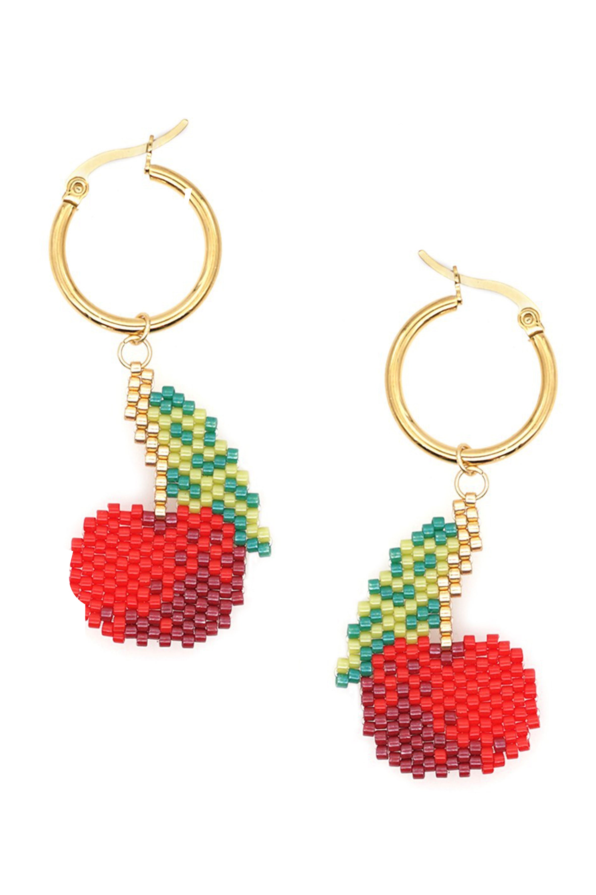 Pendientes de cuentas de semillas de manzana E6683