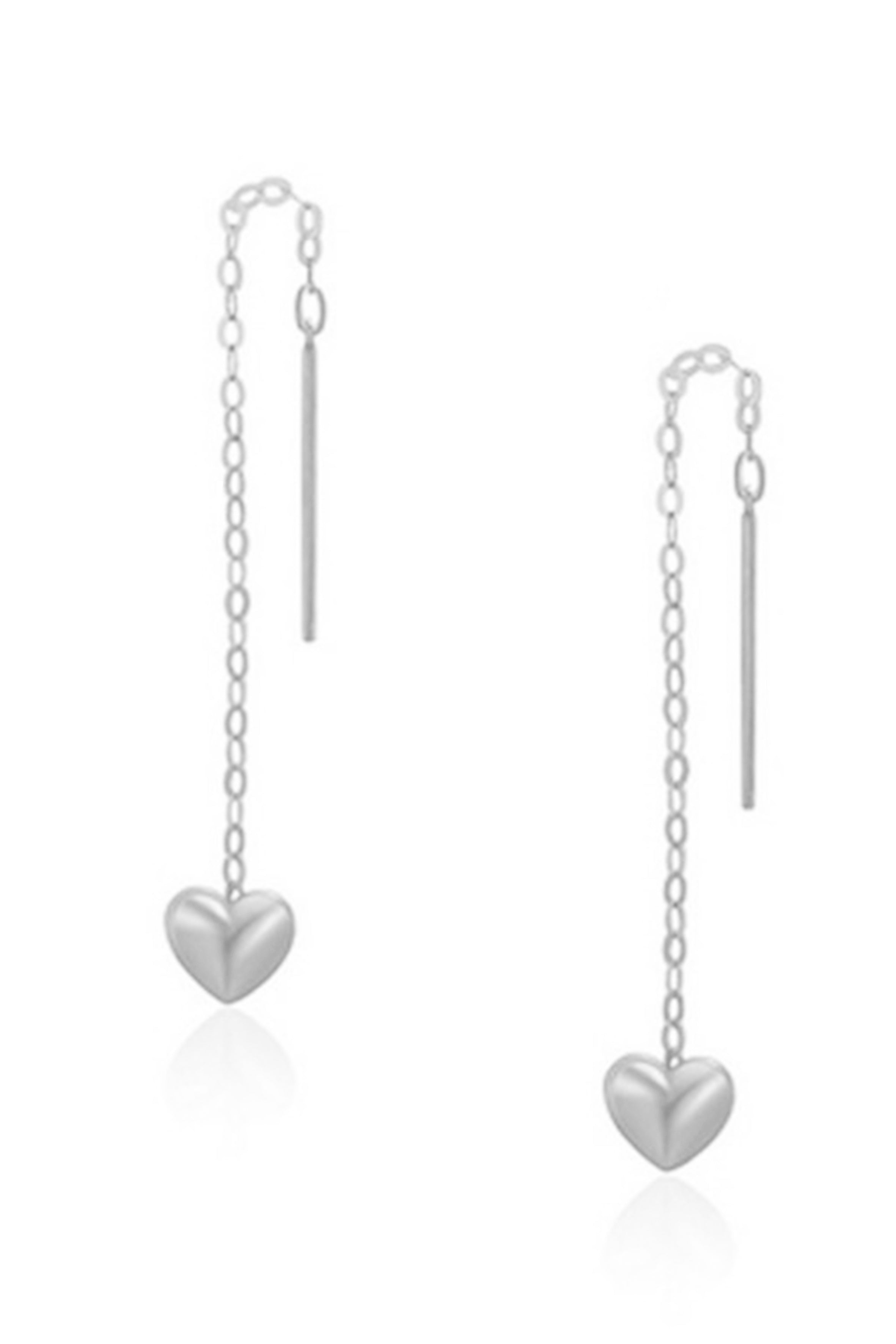 Pendientes de acero inoxidable con cadena y colgante de corazón E6695