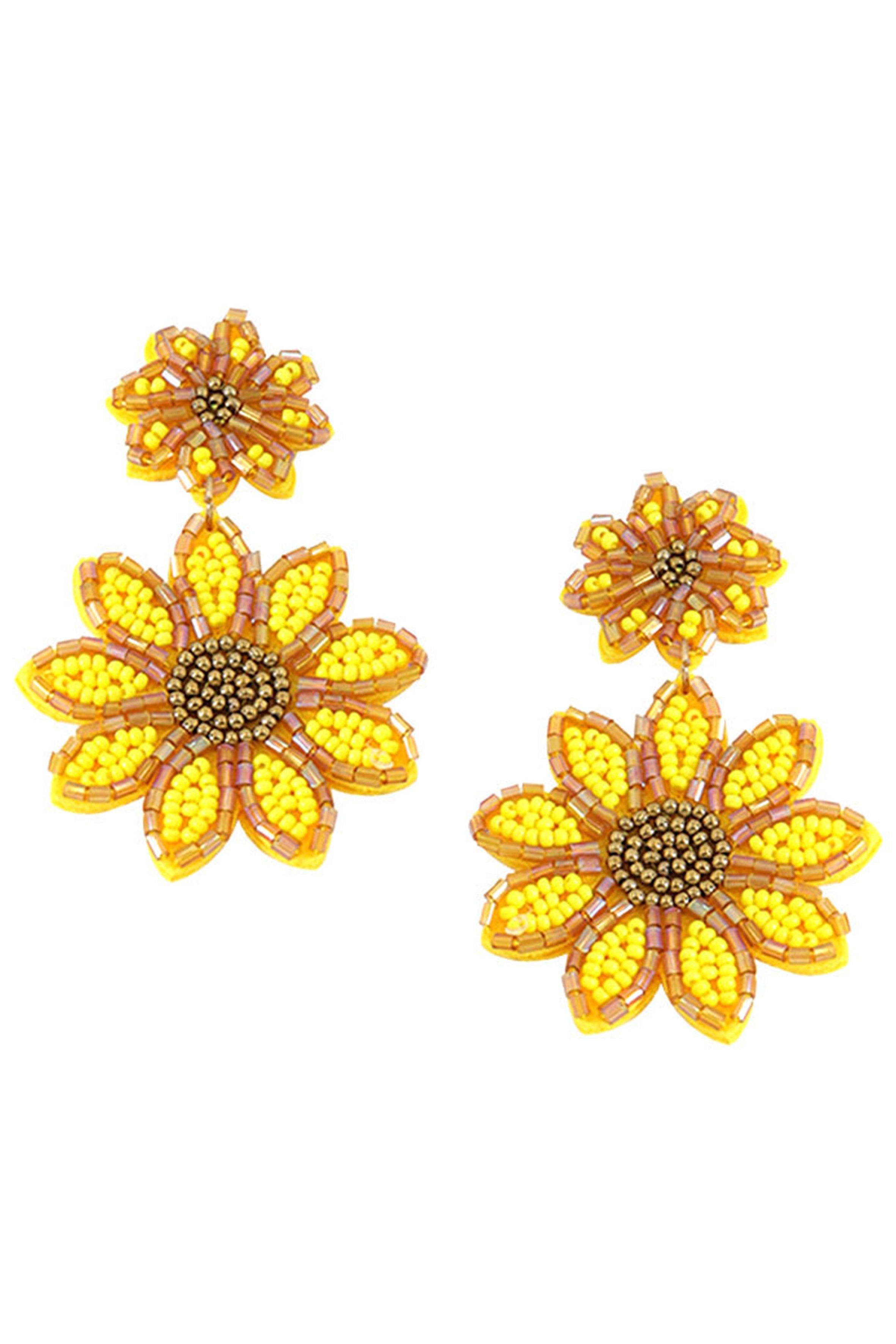 Flower Seed Bead Earrings E6723