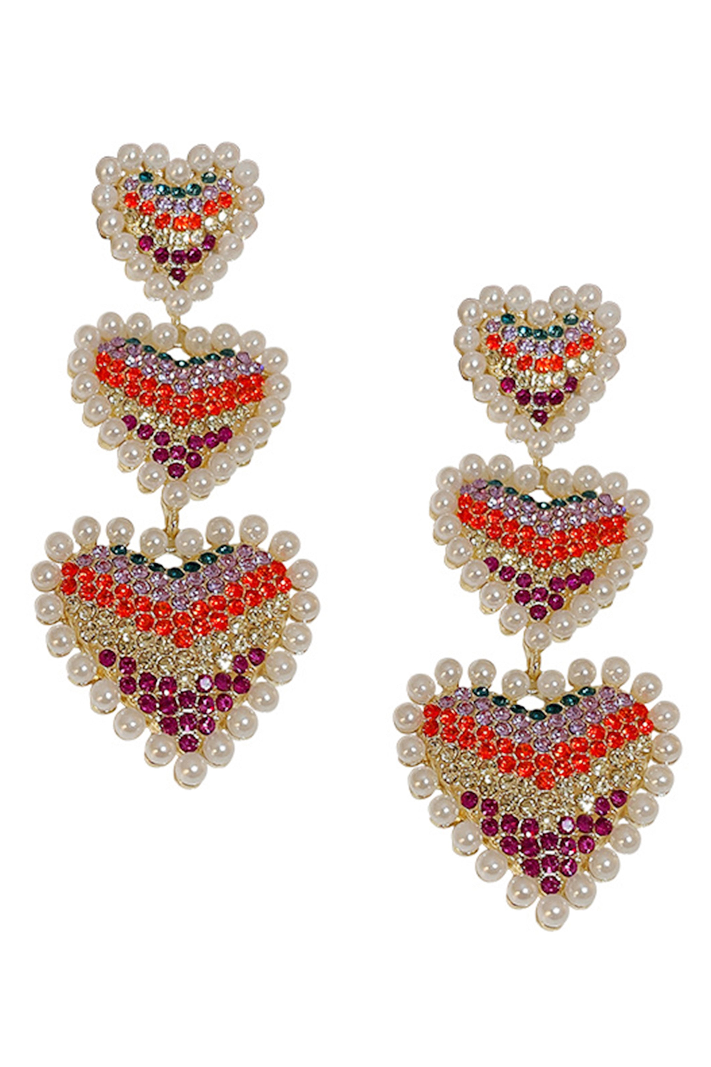 Pendientes de circonita cúbica con cadena de corazón E6743